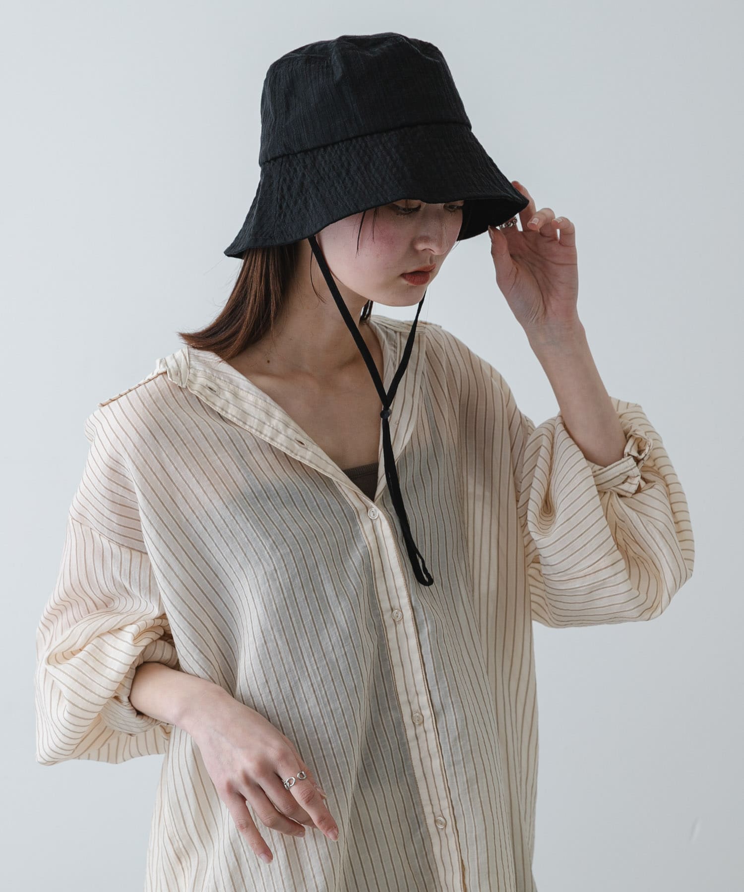 UVダウンブリムハット BLACK One