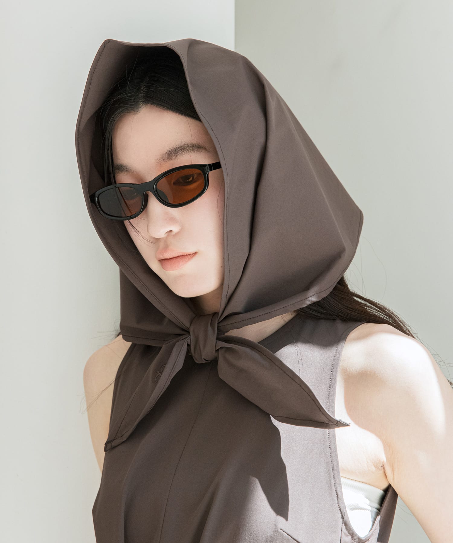 撥水シシュウスカーフ BROWN One