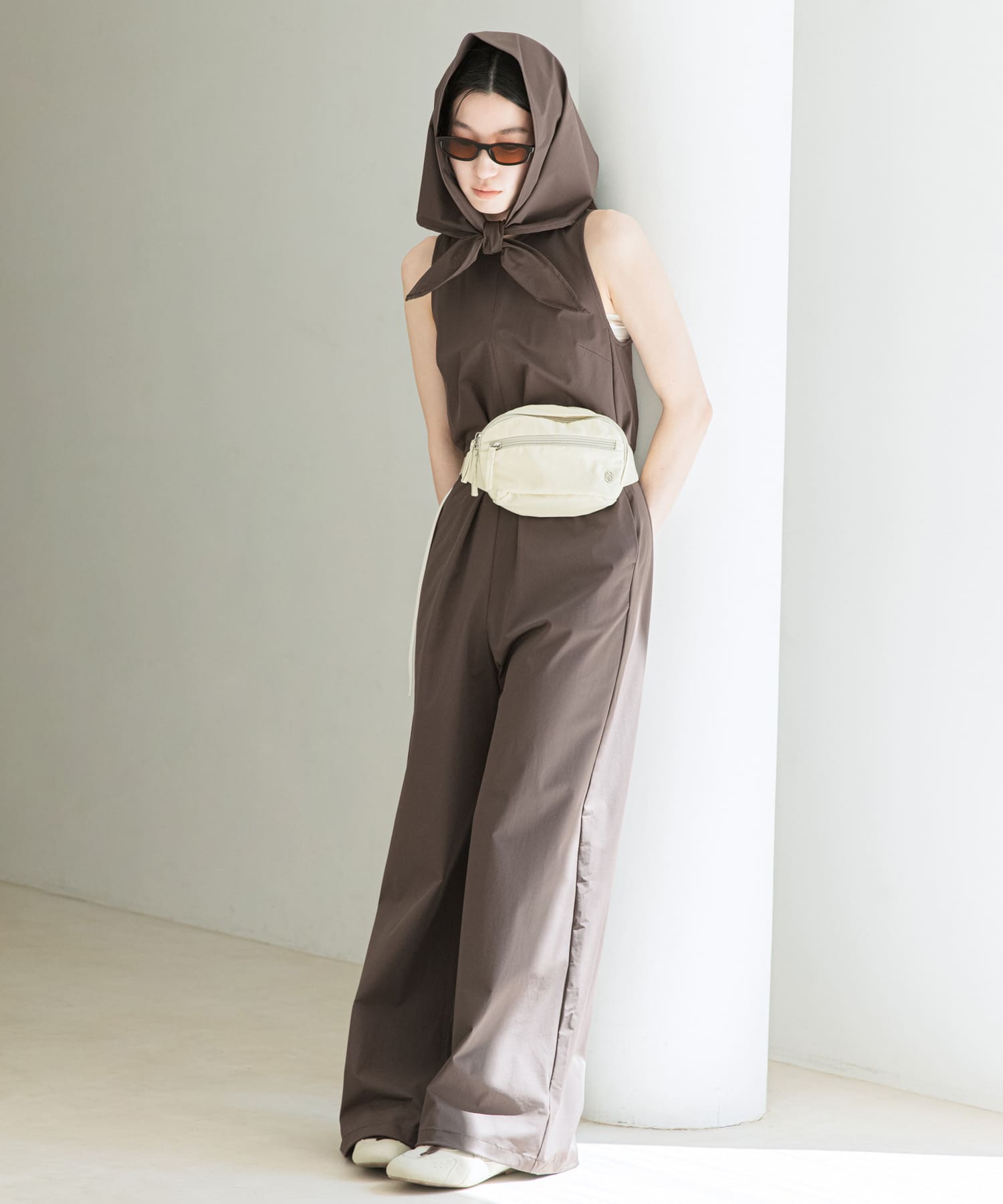 撥水シシュウスカーフ BROWN One