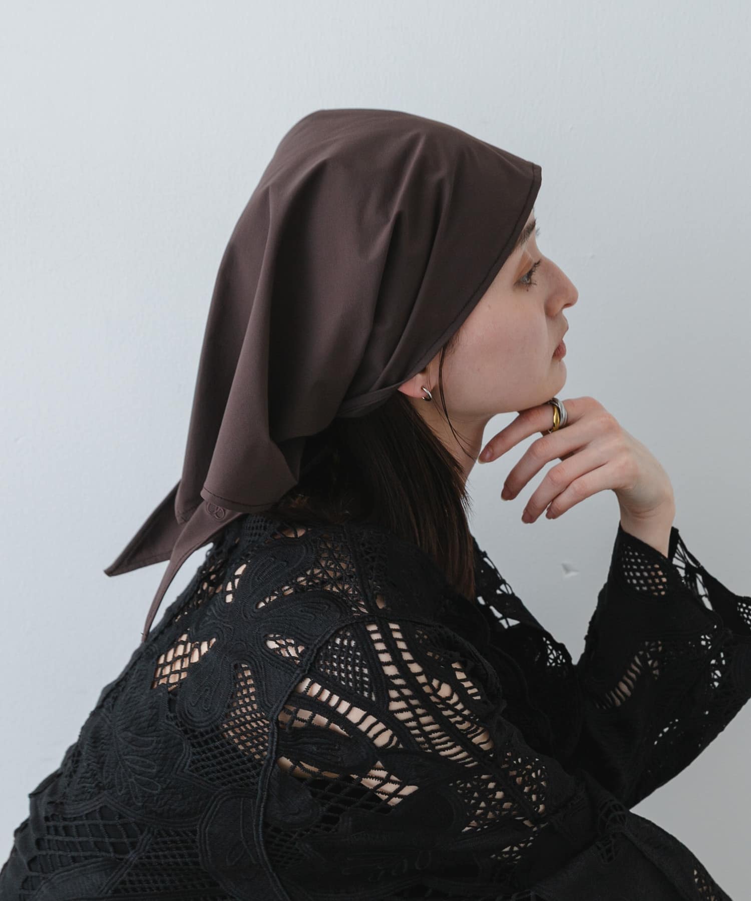 撥水シシュウスカーフ BROWN One