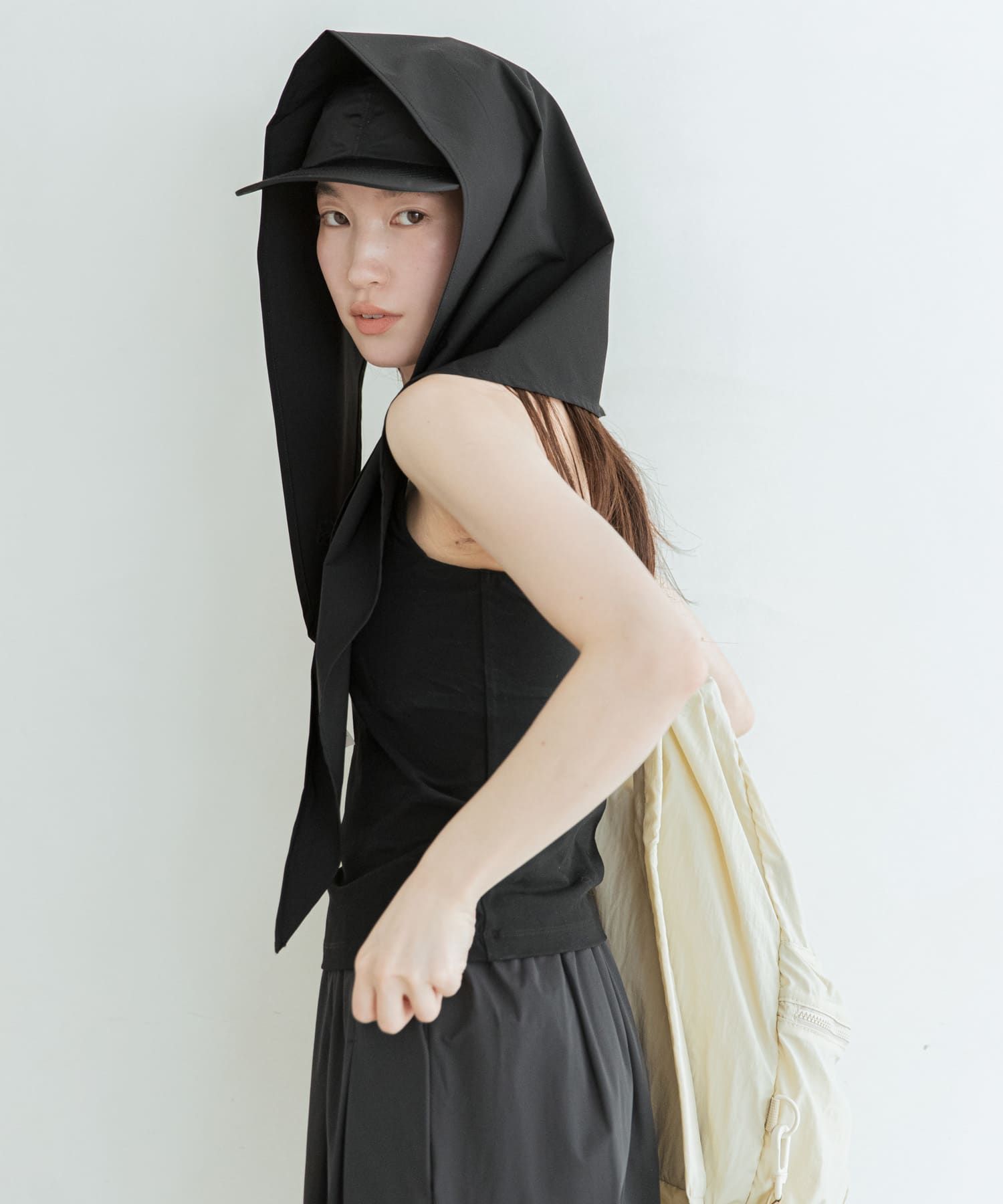 撥水シシュウスカーフ BLACK One