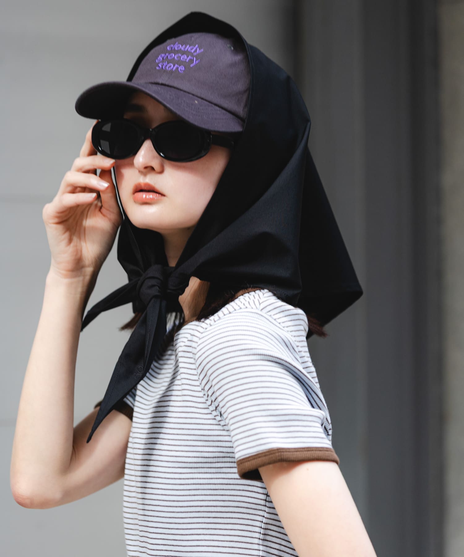 撥水シシュウスカーフ BLACK One