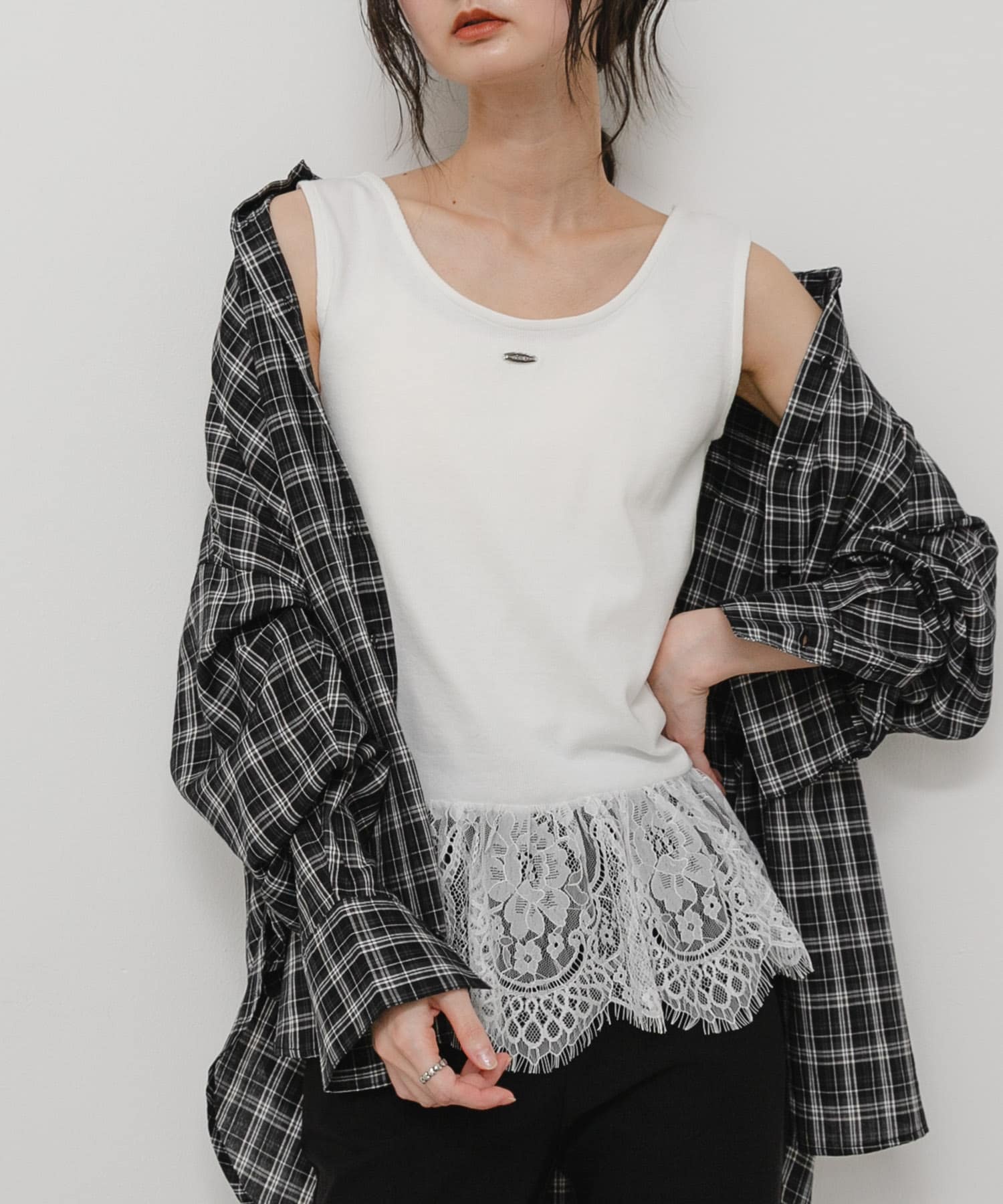 2WAYティアードフリルレーストップ(One OFF WHITE): トップス｜URBAN
