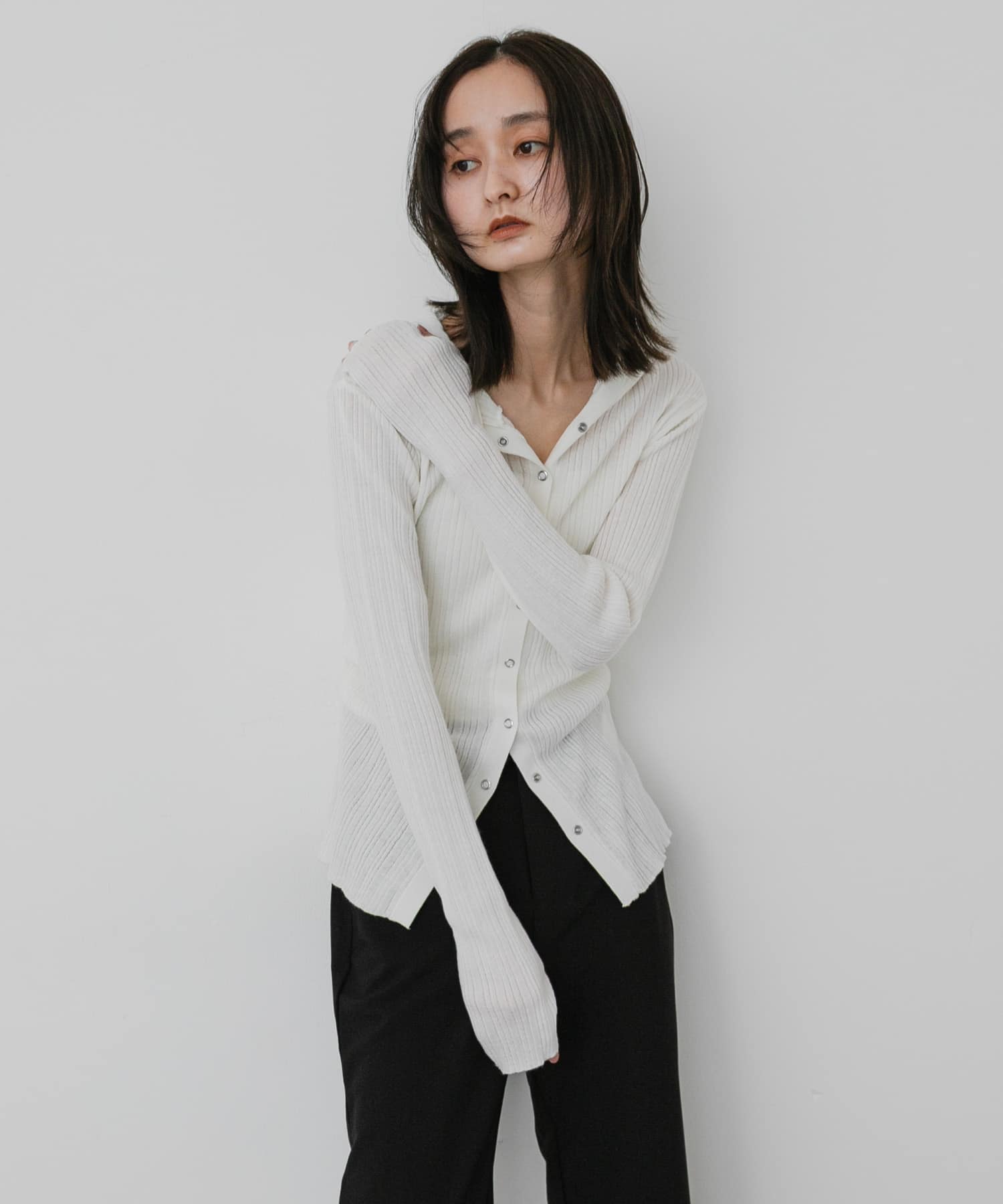 『洗濯可』マルチリブニットフーディー