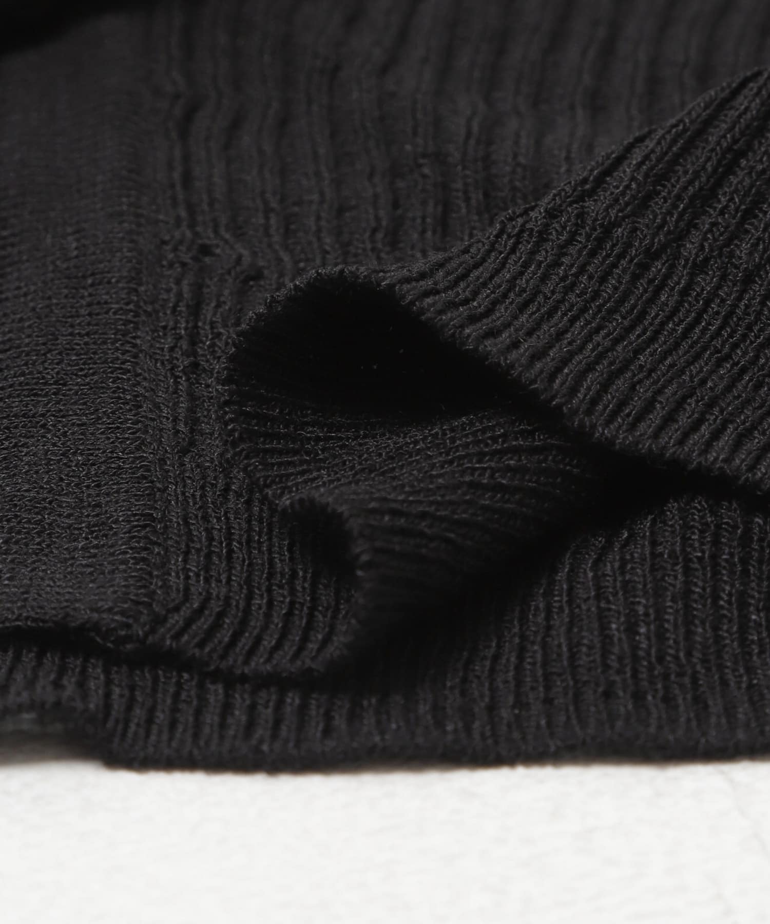 『洗濯可』ミニフリルニットカーディガン BLK×BEG One