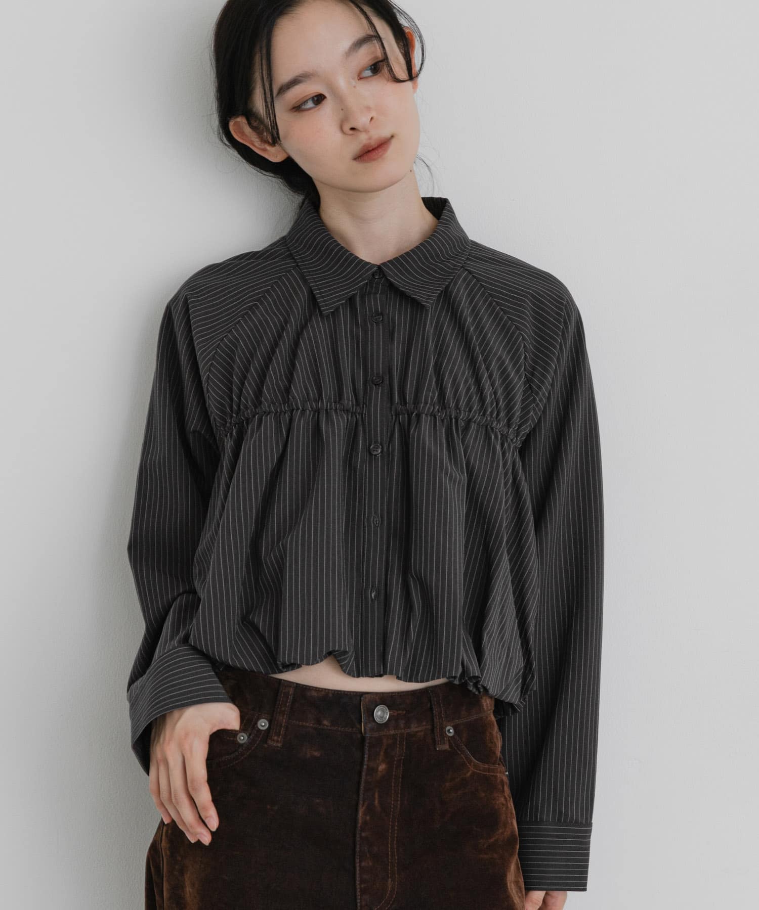 ギャザーバルーンシャツ(One GRY×WHT): トップス｜URBAN RESEARCH公式
