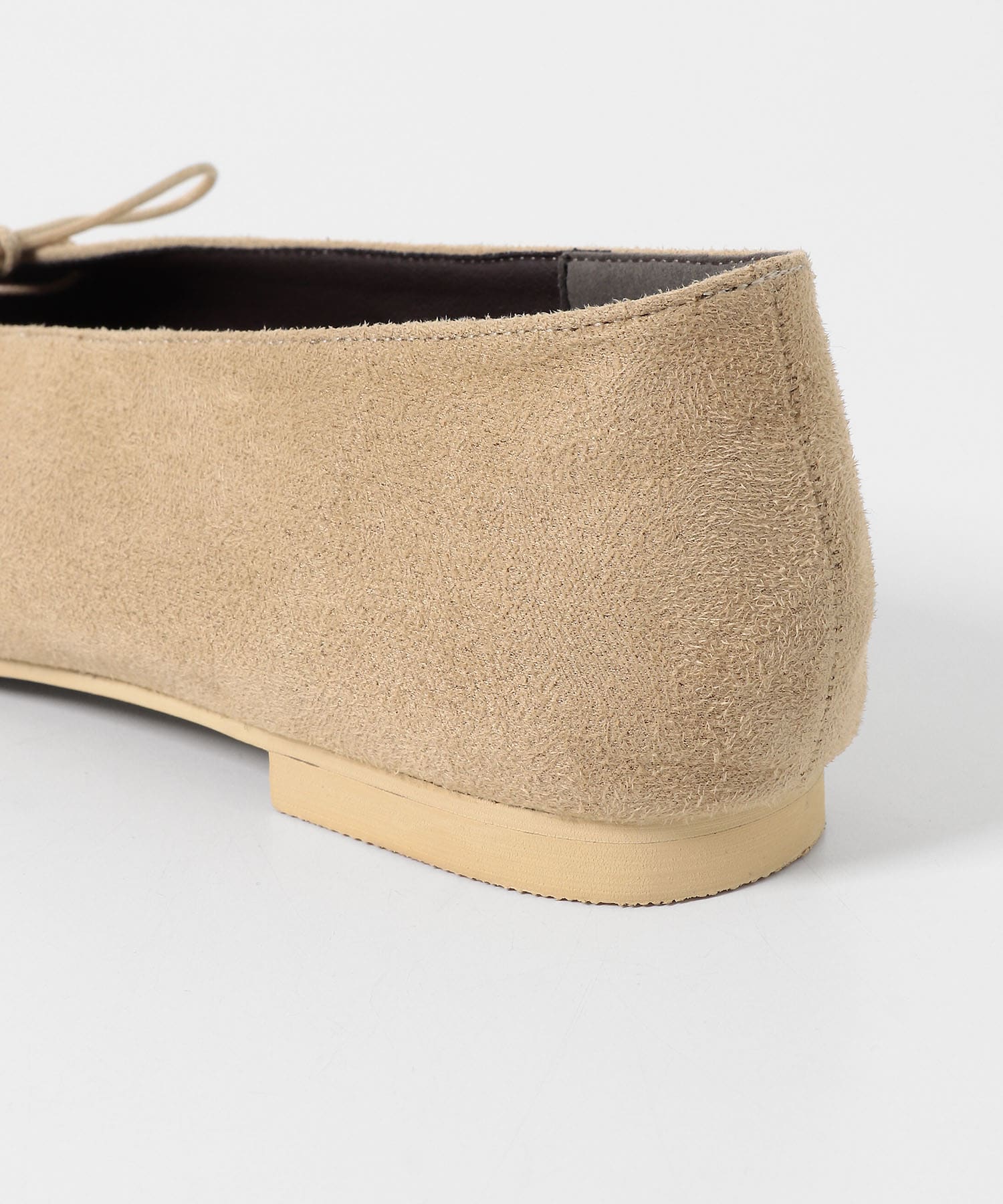 レースアップスクエアトゥフラットシューズ BEIGE S
