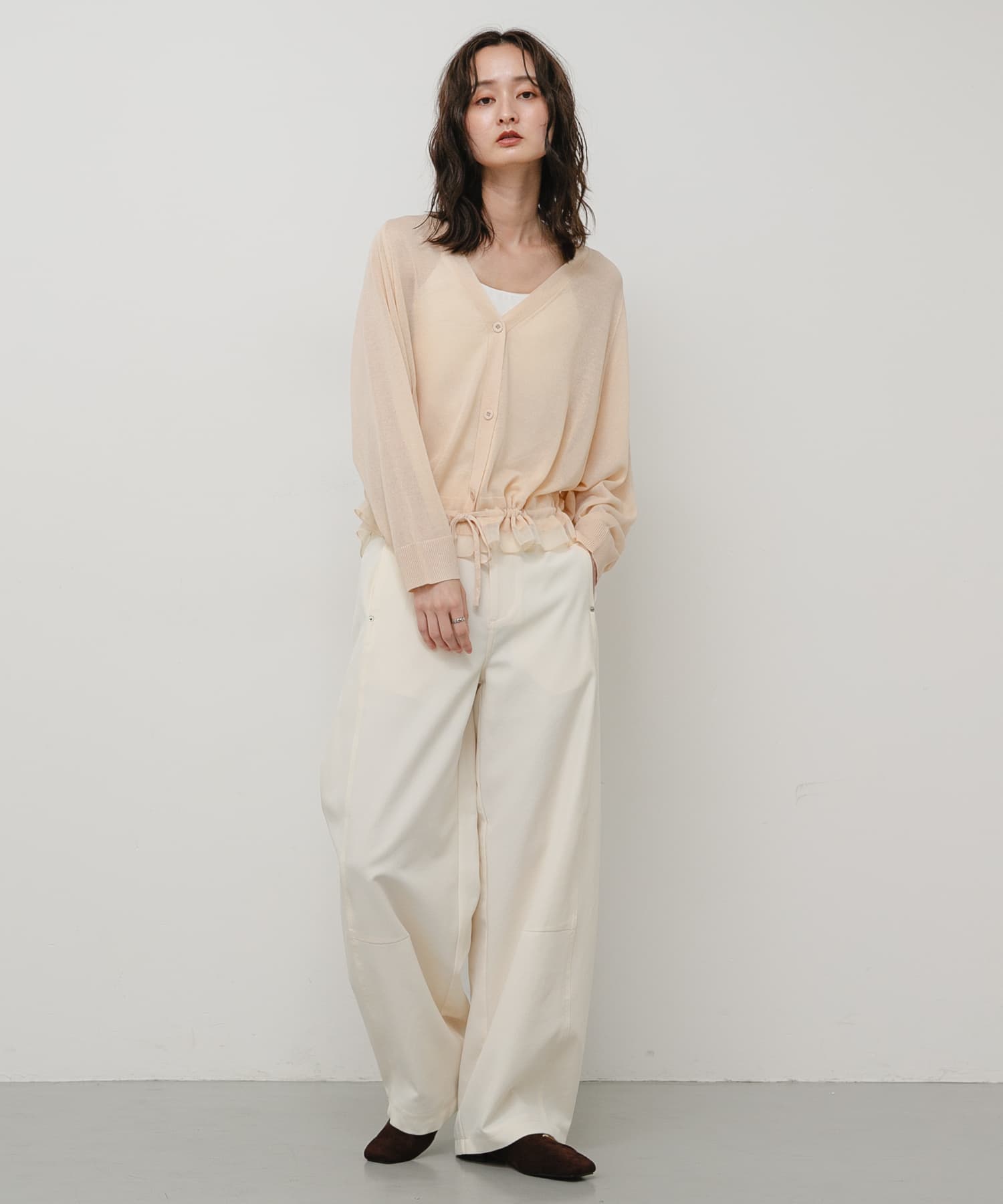 Vカットアシンメトリーパンプス BROWN S