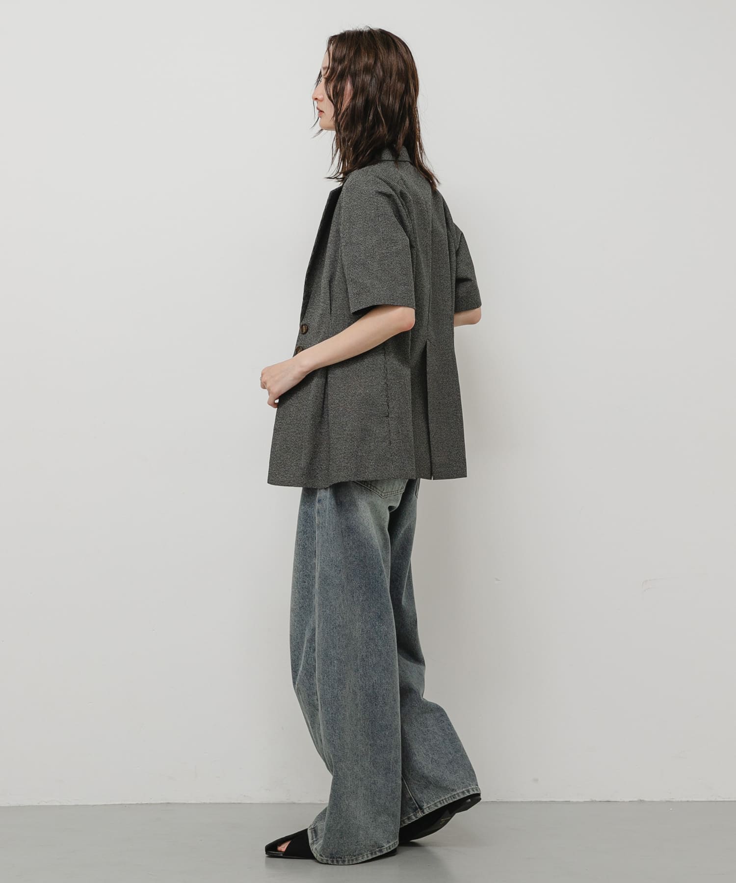 Vカットアシンメトリーパンプス BLACK S