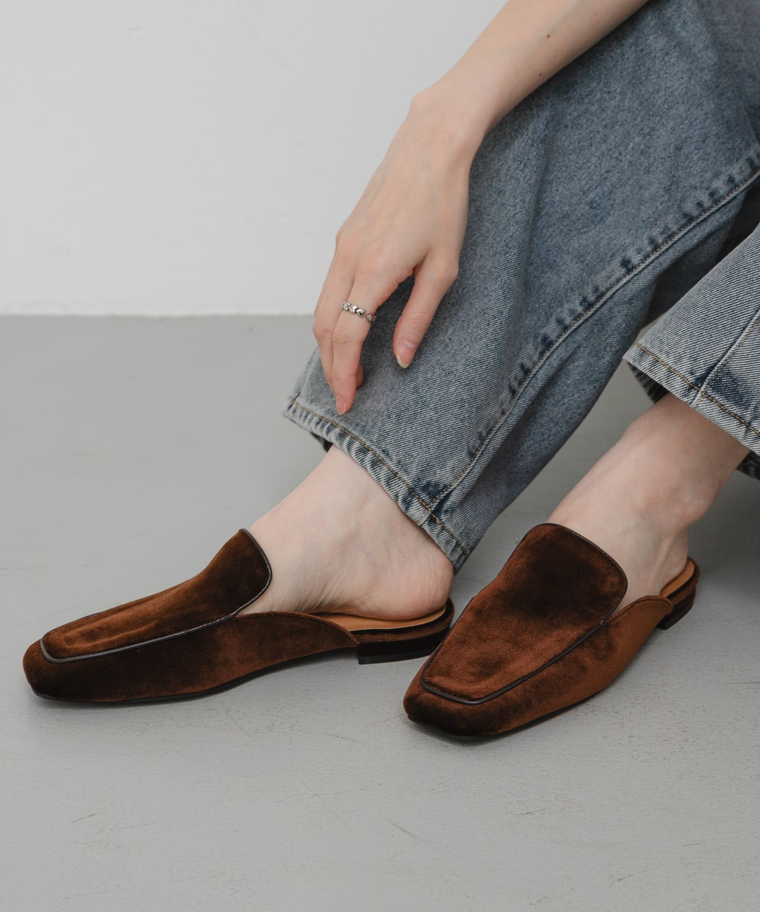 ベロアスライドシューズ BROWN S