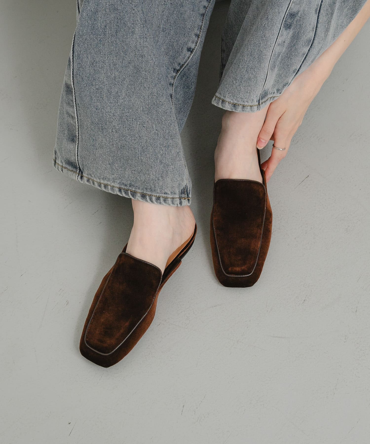 ベロアスライドシューズ BROWN S