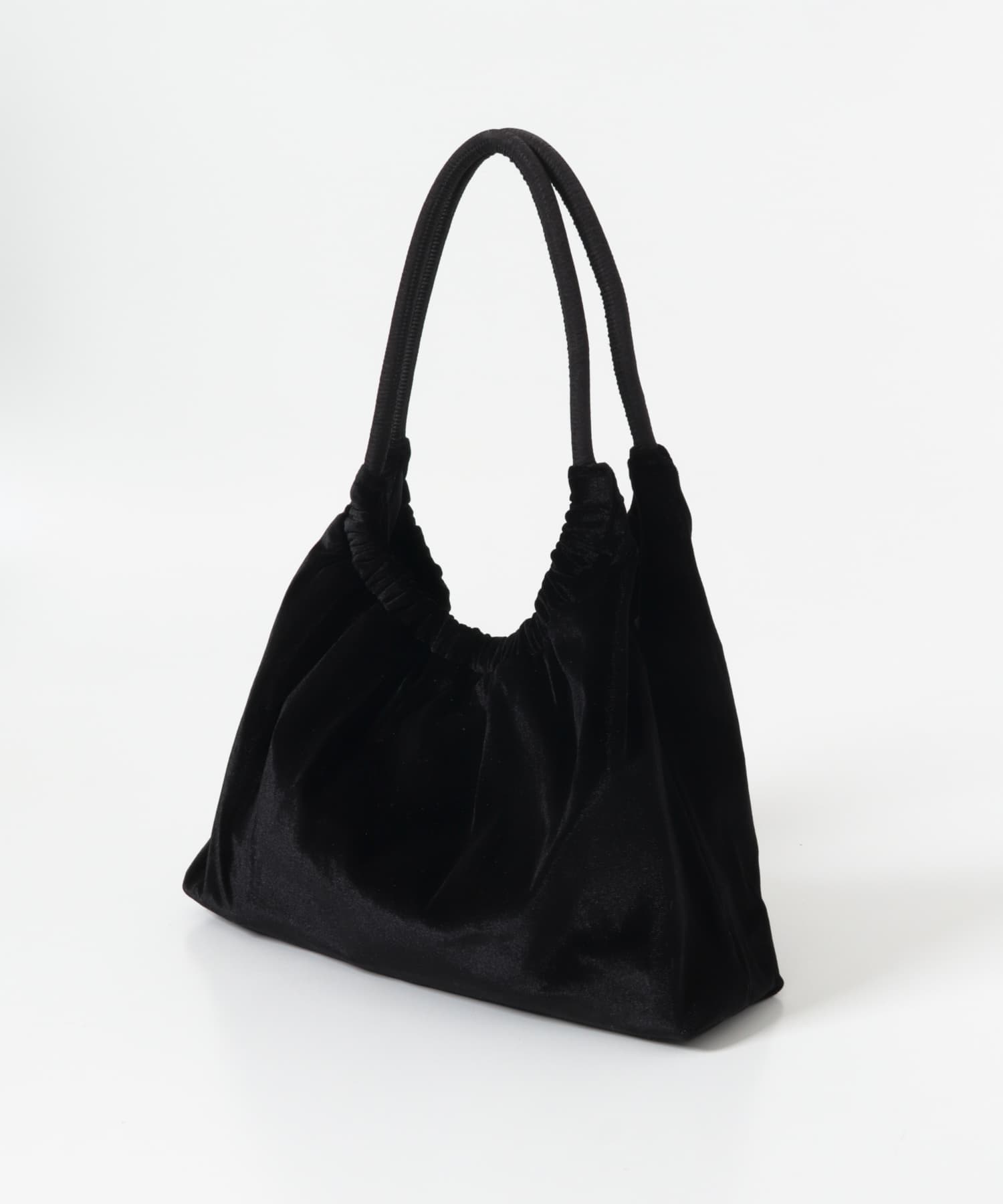 ベロアギャザーバッグ BLACK One