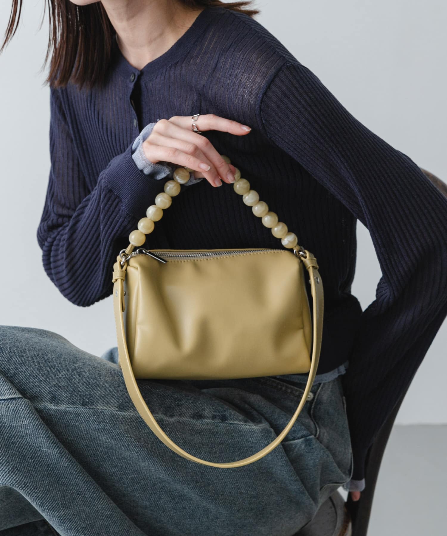 ビーズハンドルバッグ Y.BEIGE One