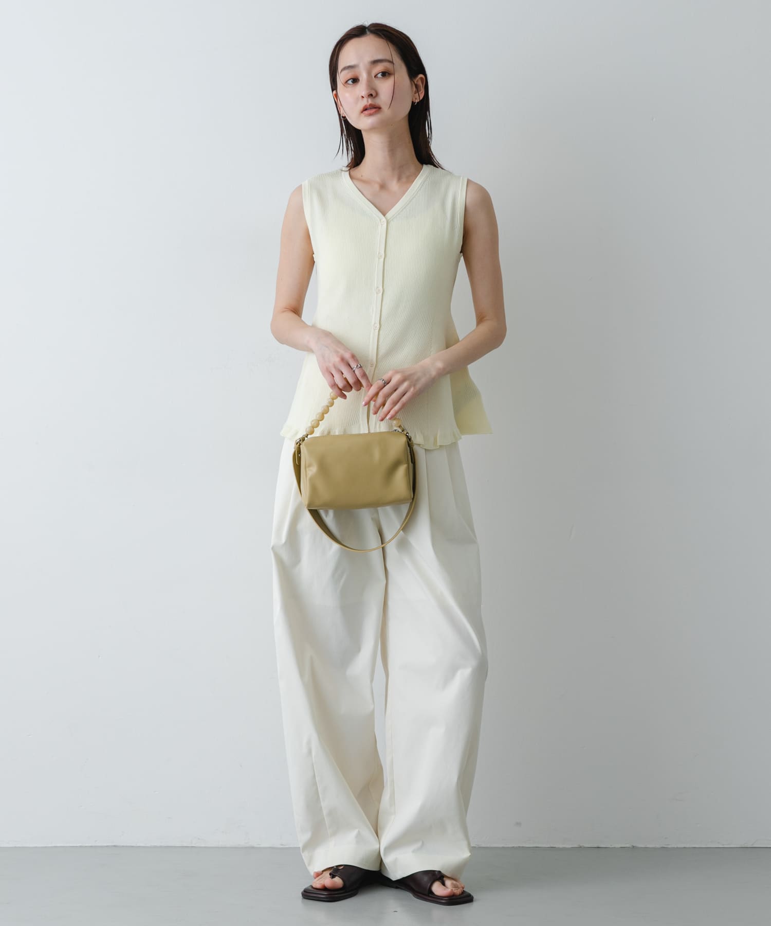 ビーズハンドルバッグ Y.BEIGE One