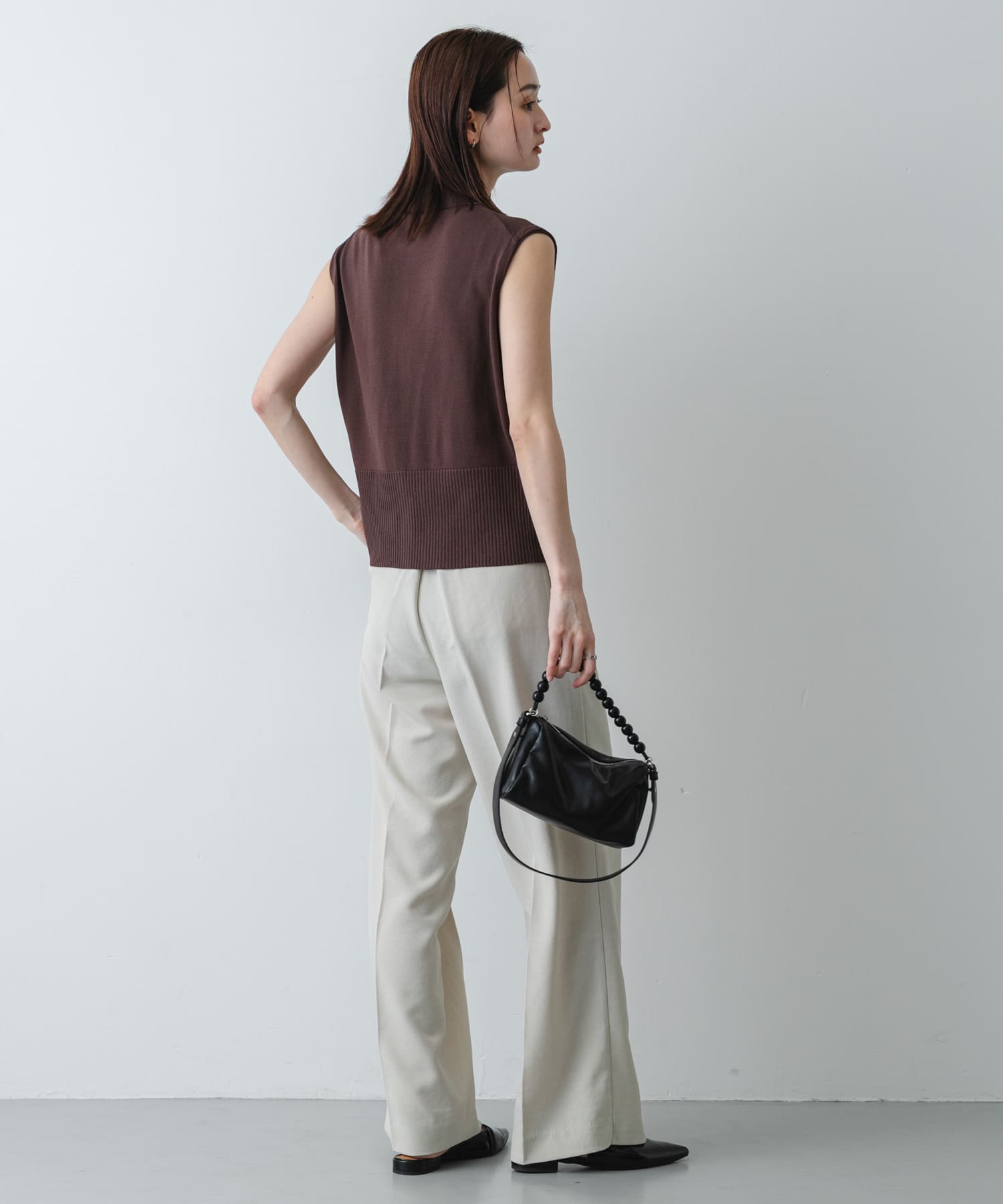 ビーズハンドルバッグ BLACK One