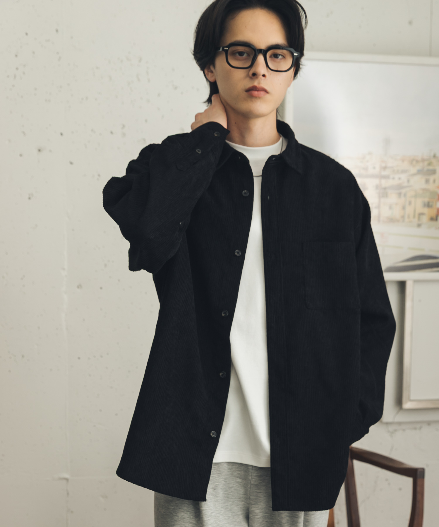 『速乾』ウォッシュドコーデュロイロングスリーブシャツ