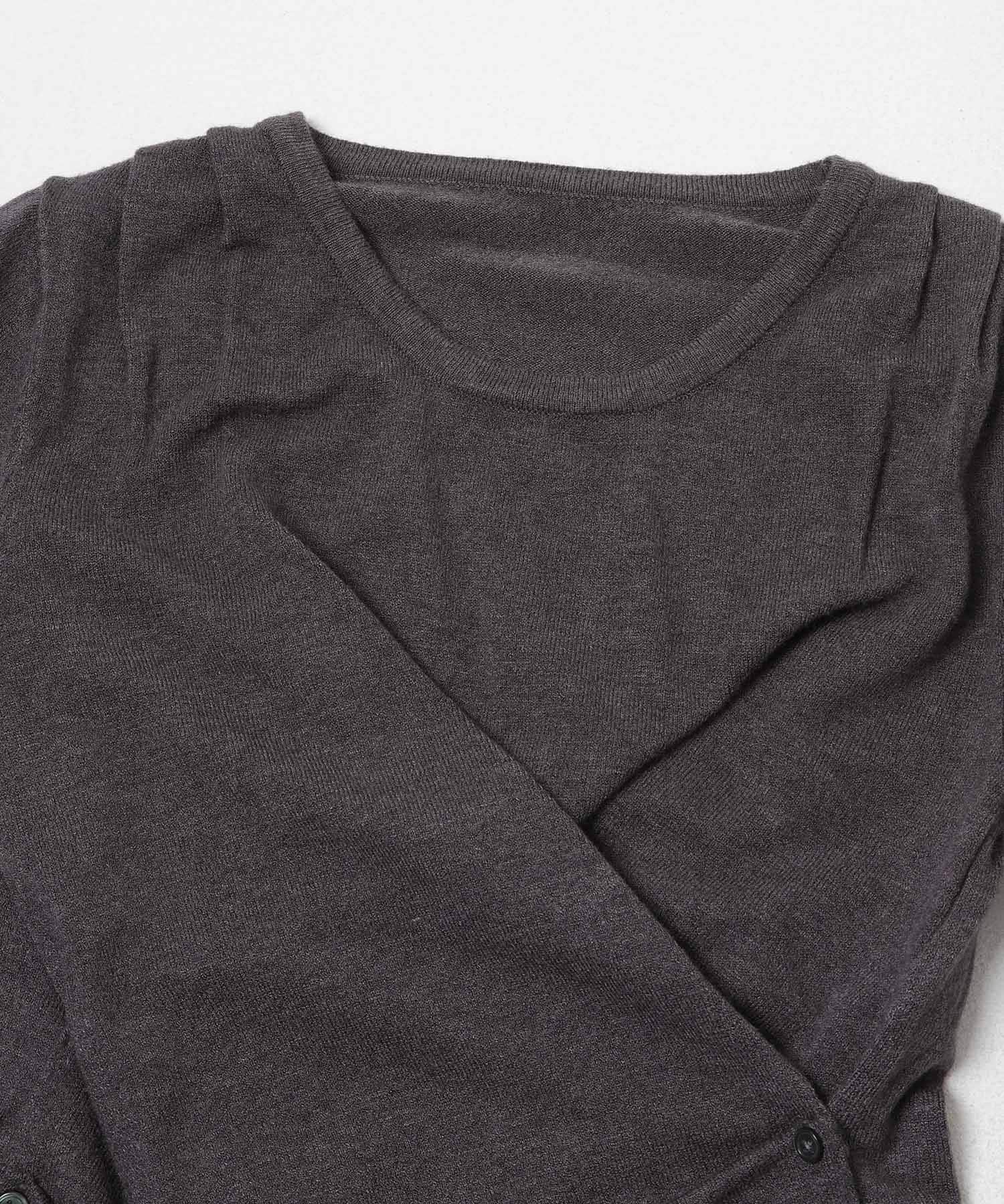 『洗濯可』アシンメトリーカシュクールニット CHARCOAL One