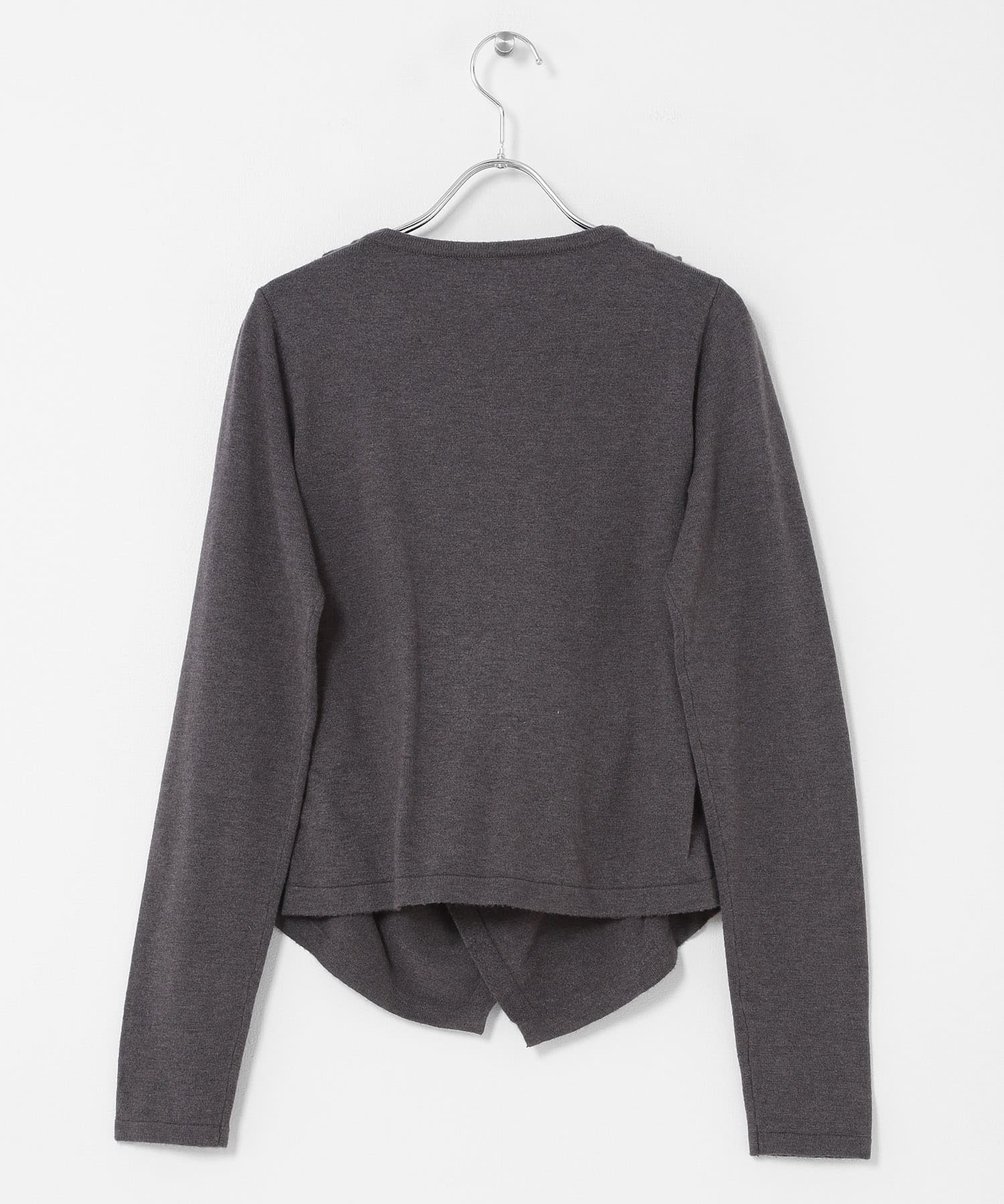 『洗濯可』アシンメトリーカシュクールニット CHARCOAL One