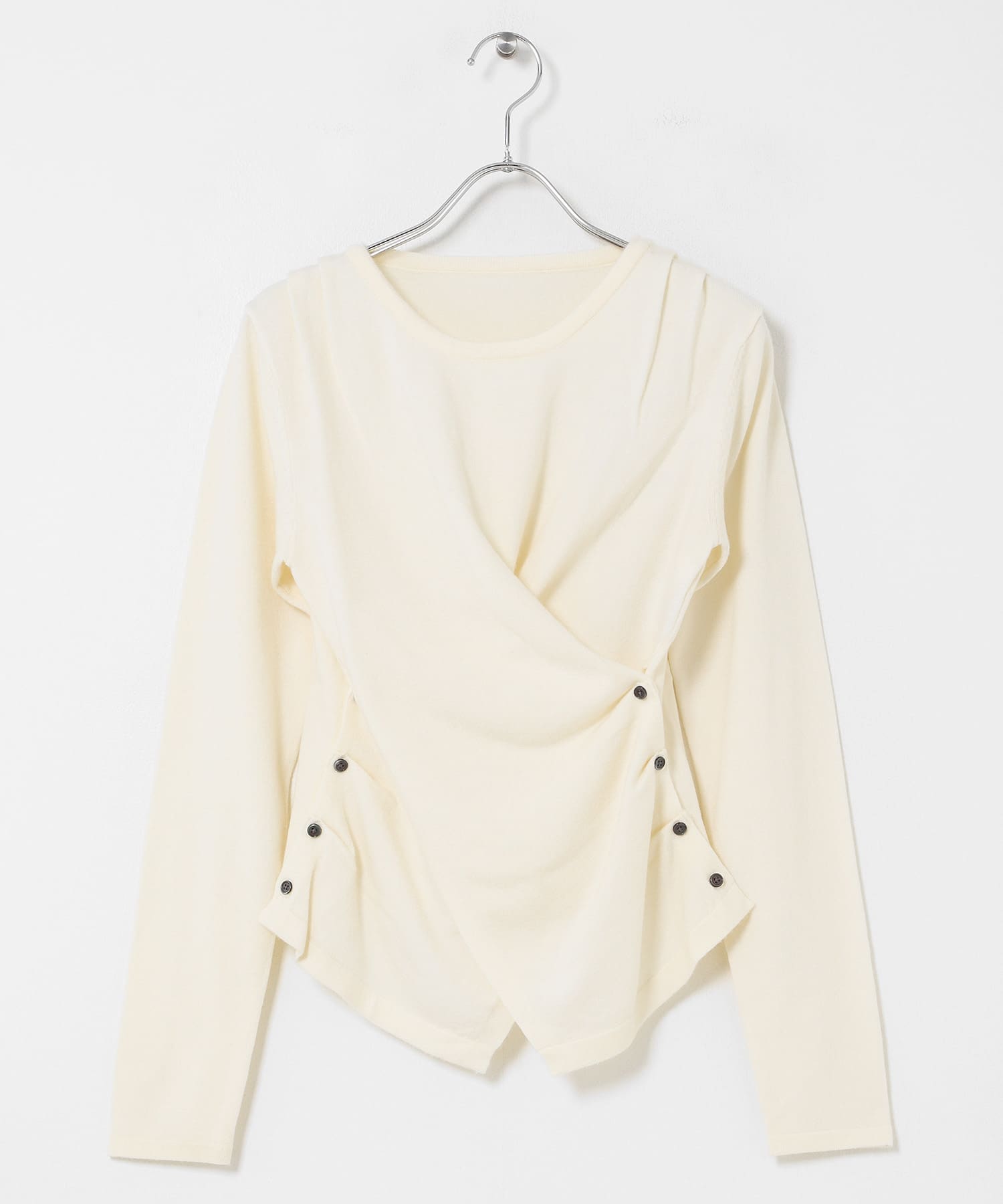 『洗濯可』アシンメトリーカシュクールニット IVORY One