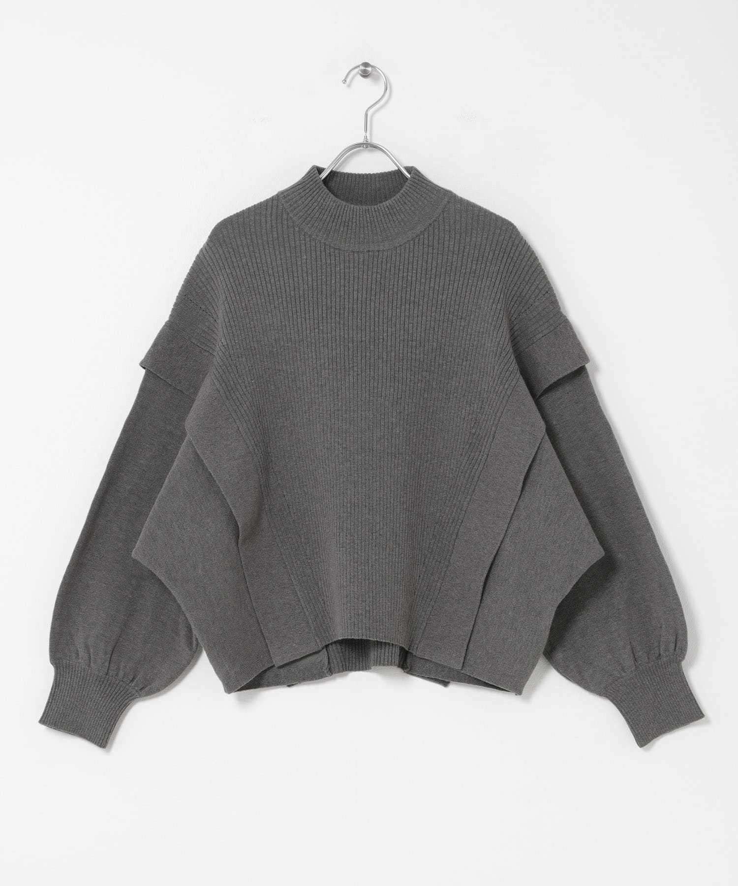 『洗濯可』ストレッチショルダータックセーター GRAY One