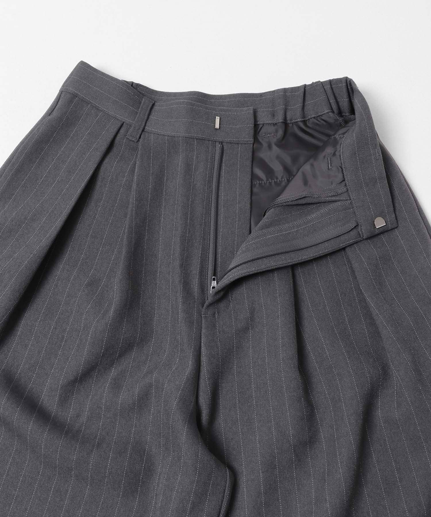 ウールライクピンストライプルーズパンツ CHARCOAL XS