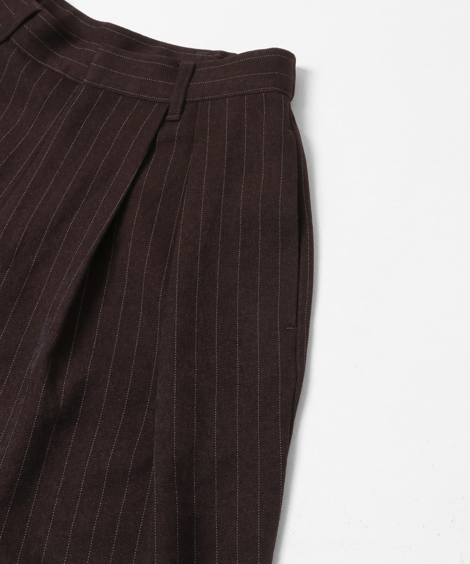 ウールライクピンストライプルーズパンツ BROWN XS