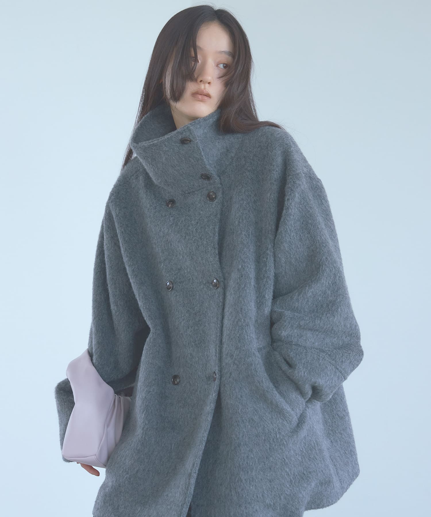 調温ミックスシャギーミドルコート