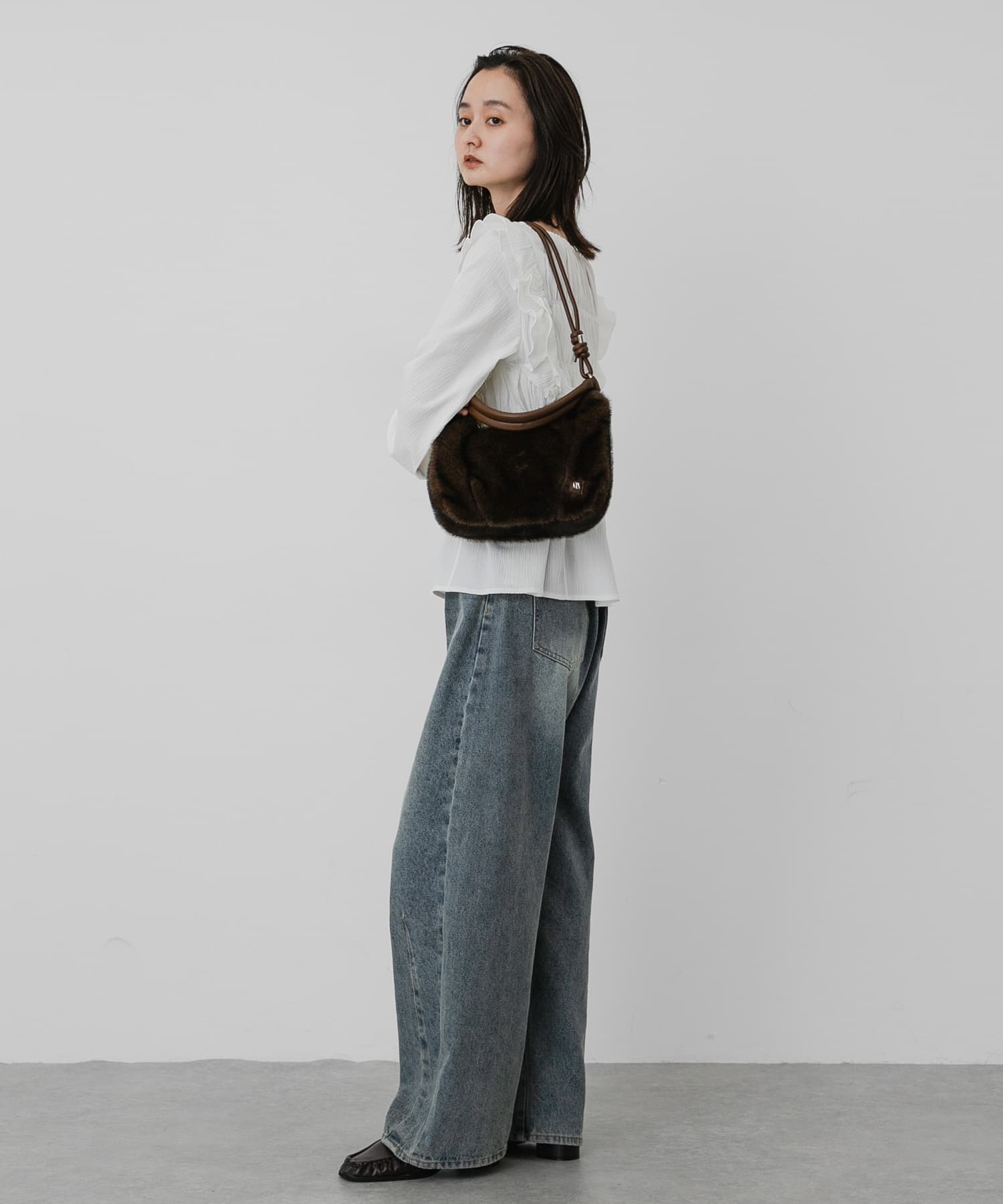2WAYハンドルファーバッグ BROWN One