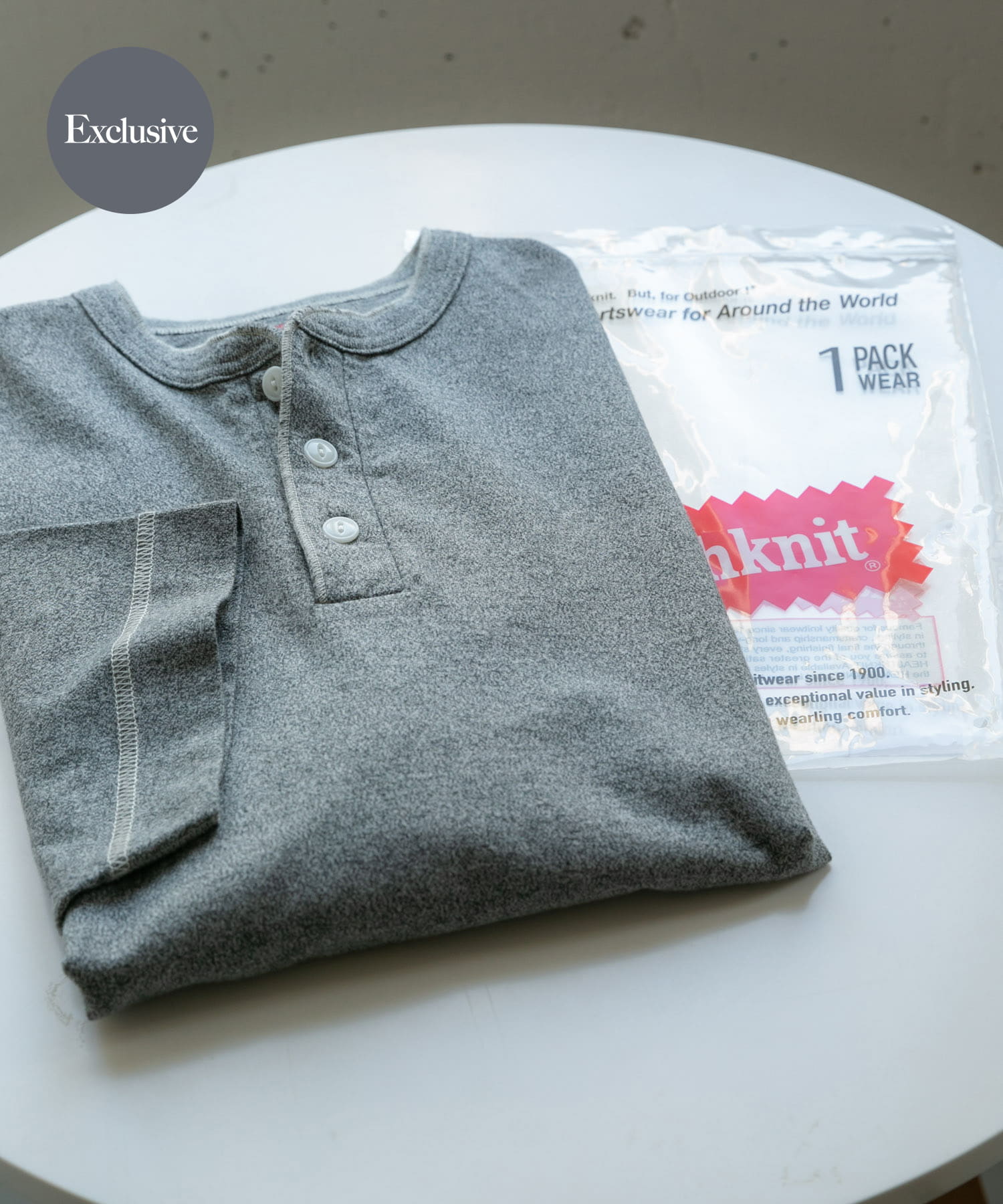 『別注』Healthknit×SENSE OF PLACE　ヘンリーネックTシャツ