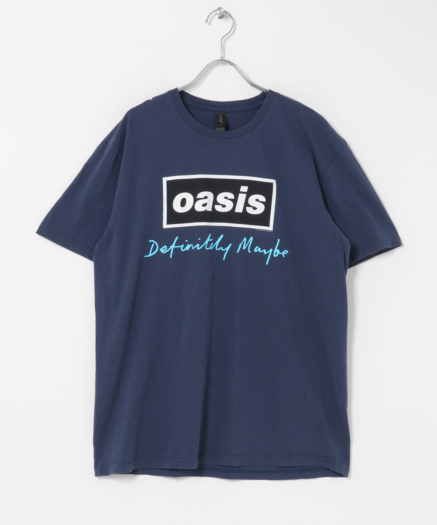 THRIFTY LOOK OASIS D/Maybe Text Logo Tシャツ(M BLUE): トップス