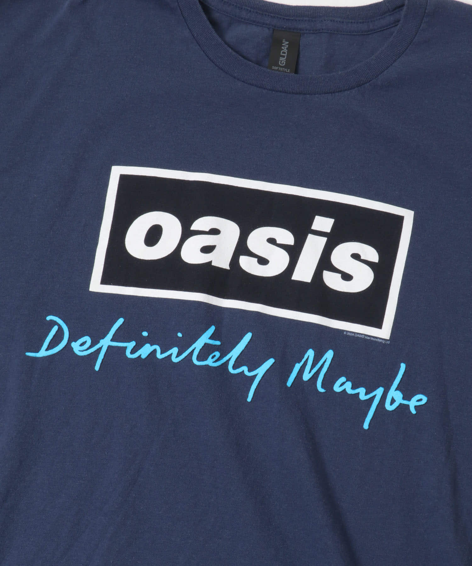 THRIFTY LOOK　OASIS D/Maybe Text Logo Tシャツ BLUE M