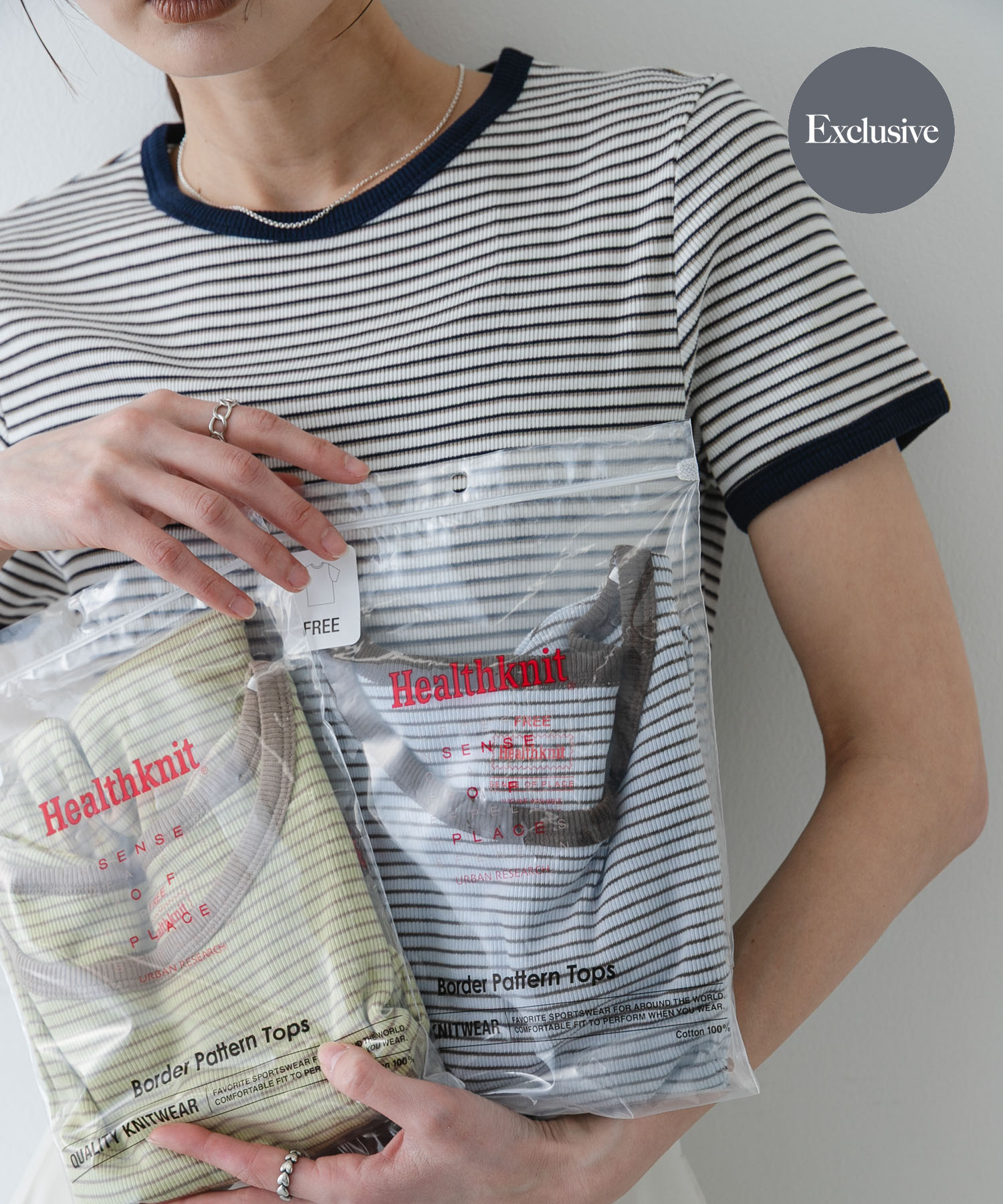 『別注』Healthknit×SENSE OF PLACE ボーダーTシャツ