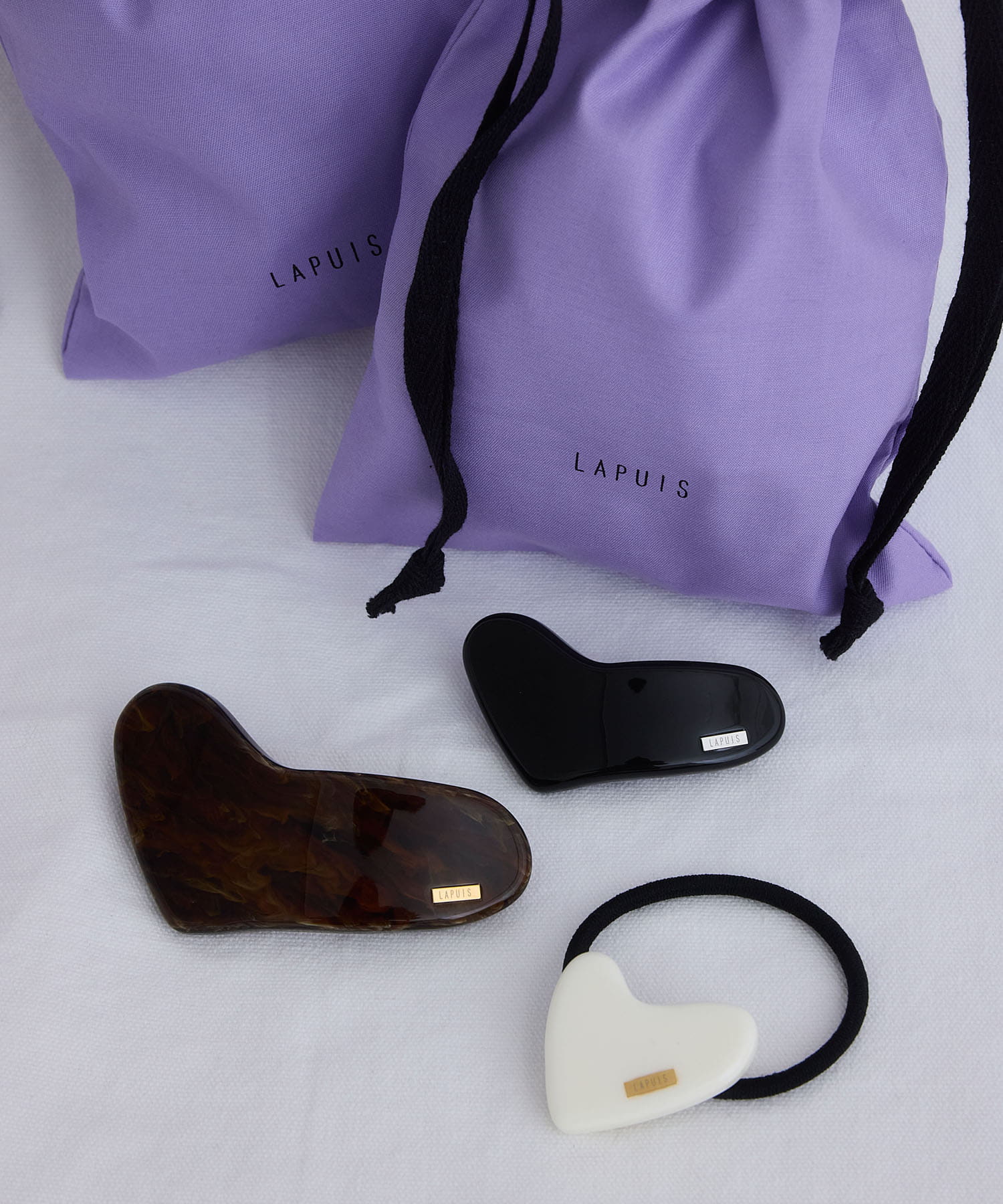 LAPUIS　Plump HeartバレッタL BROWN One