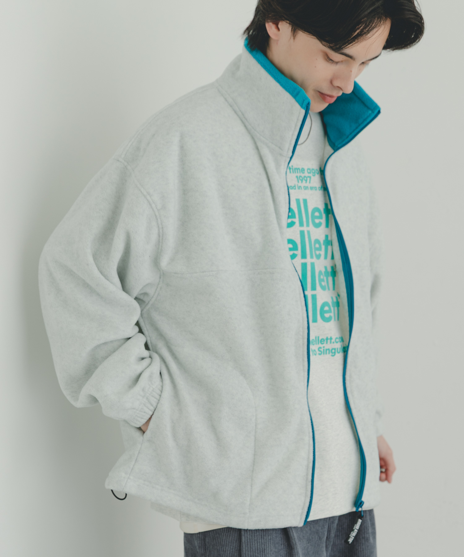 DISCUS　スタンドカラー配色フルZIP JACKET