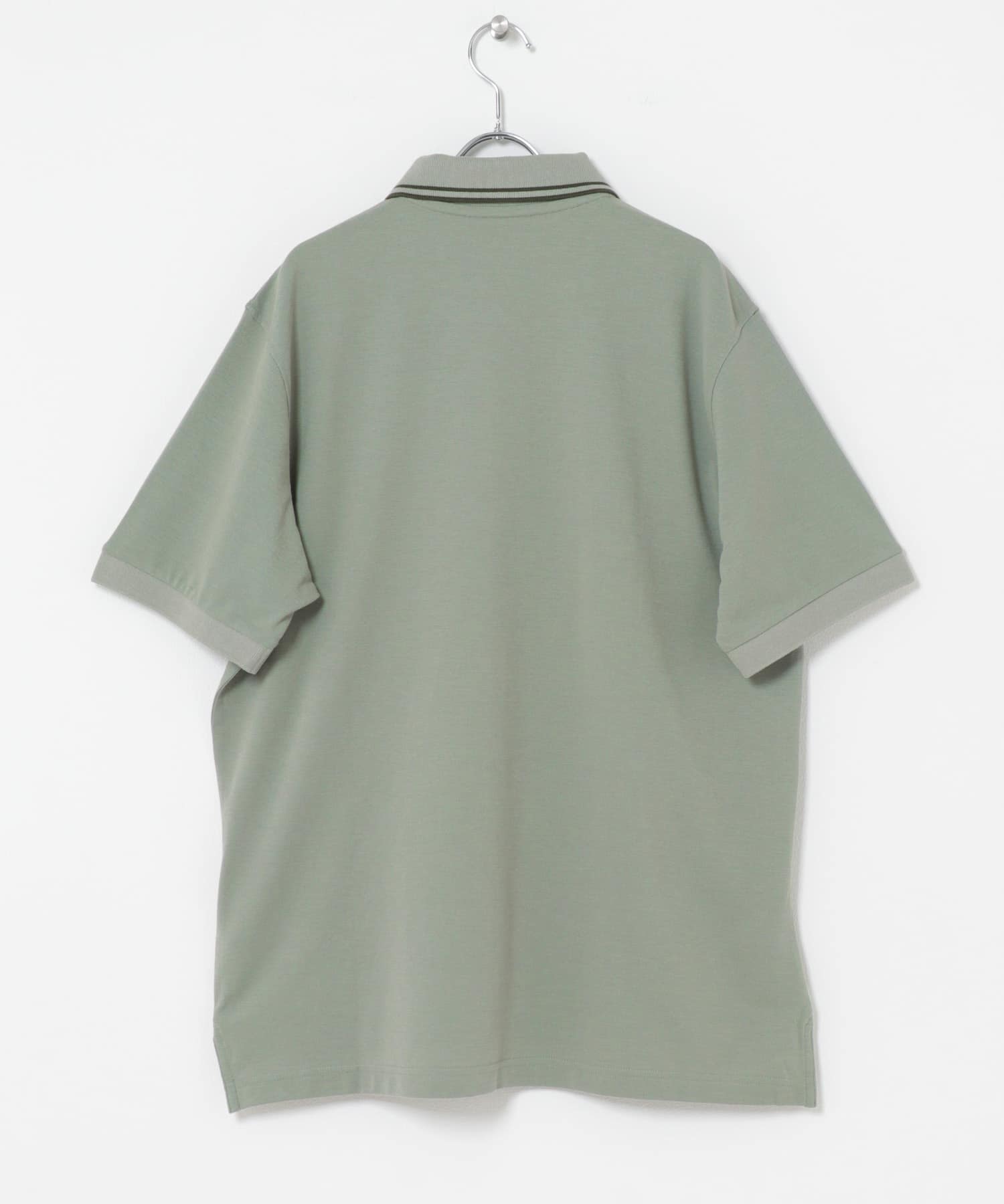 AIGLE　吸水速乾 襟ストライプポロシャツ SHADOW M