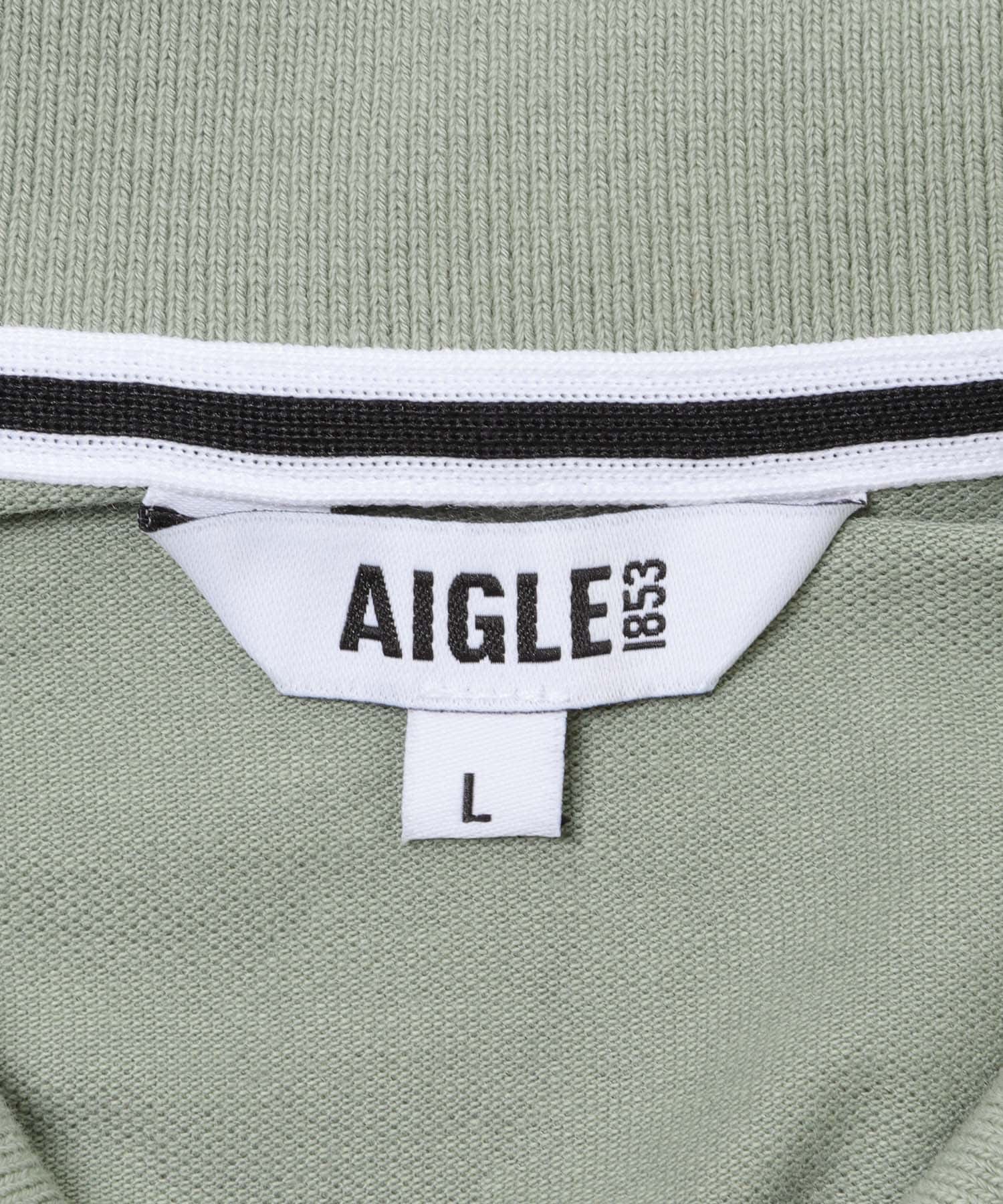 AIGLE　吸水速乾 襟ストライプポロシャツ SHADOW M