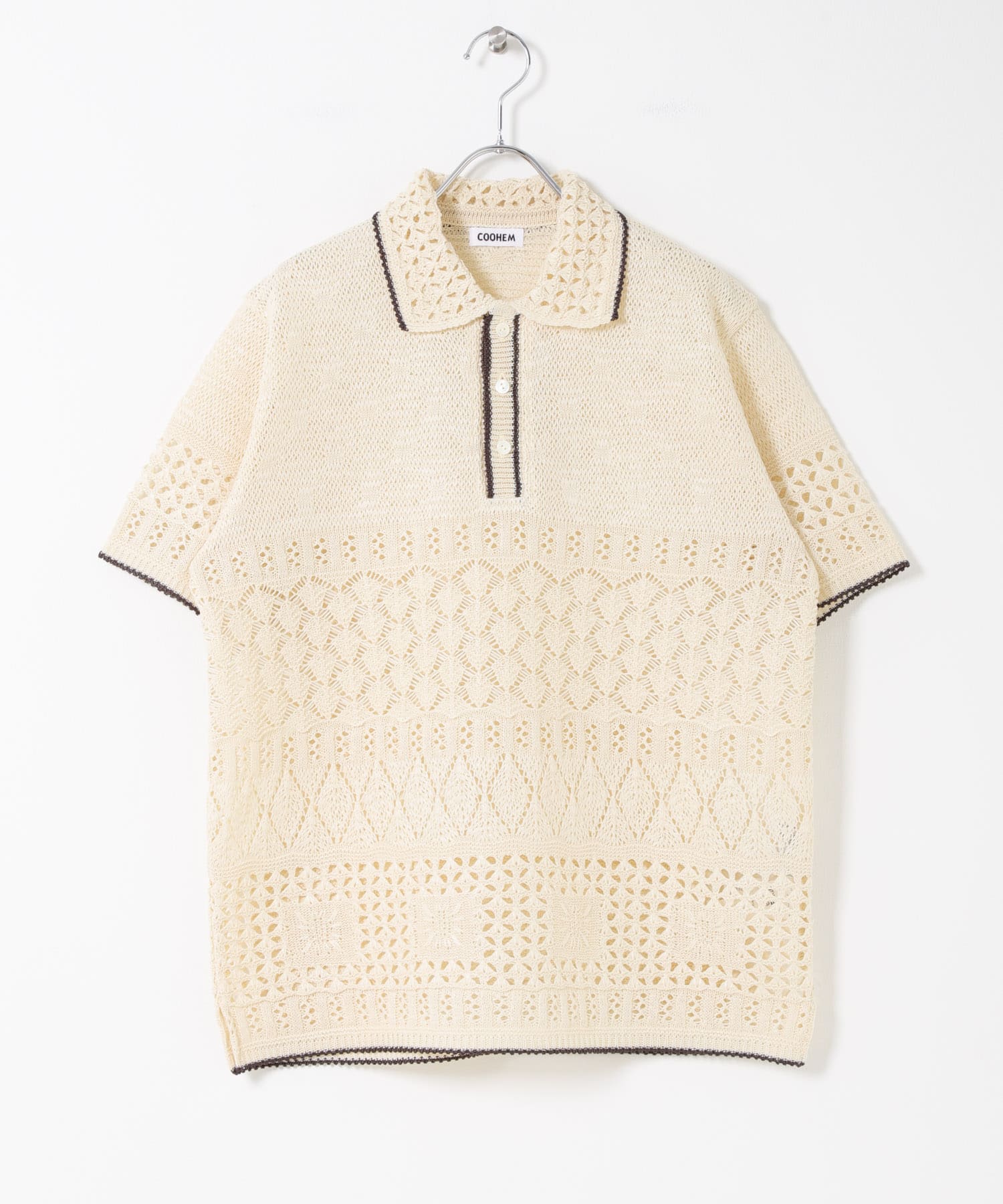 米富繊維　SUKASHI EMBOSSED KNIT PULLOVER 40IVORY Free