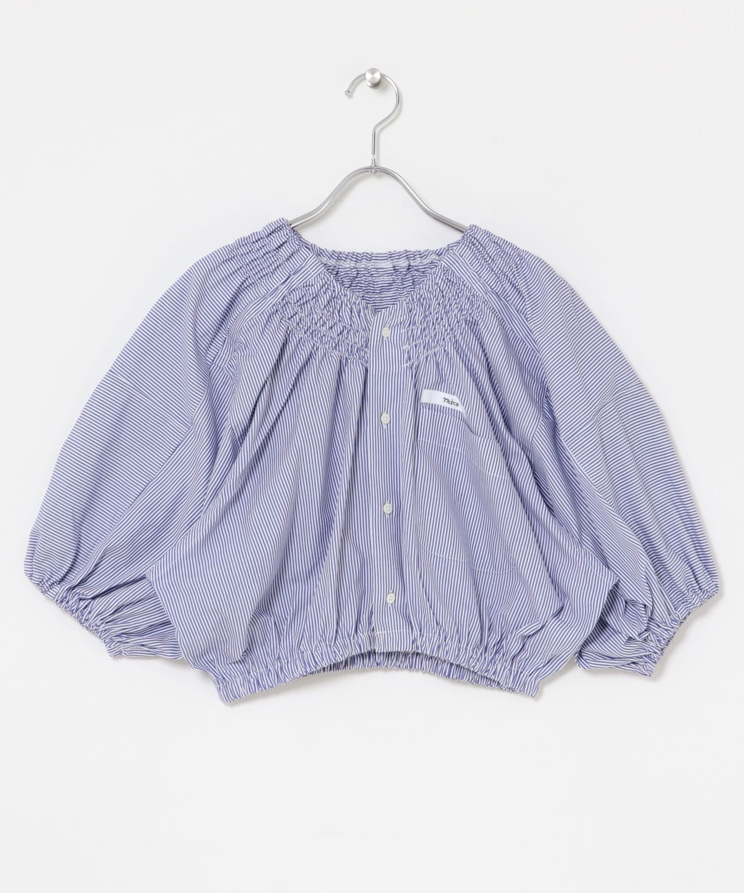 77circa　make shirring neck shirt stripe 7 One