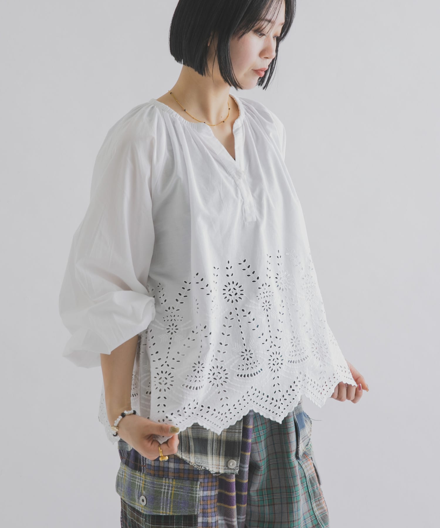 FANAKA　チュニックブラウス WHITE Free