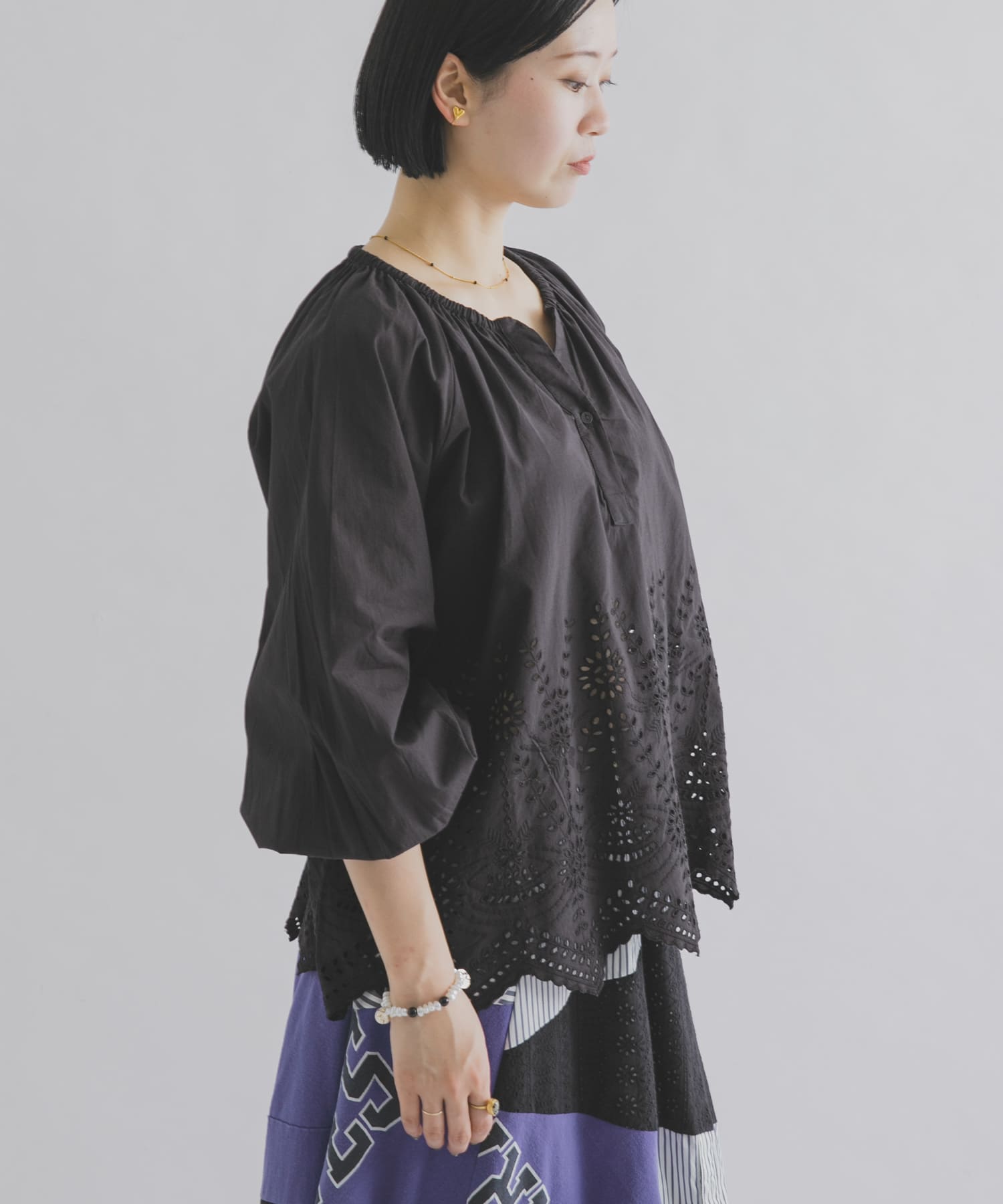 FANAKA　チュニックブラウス BLACK Free