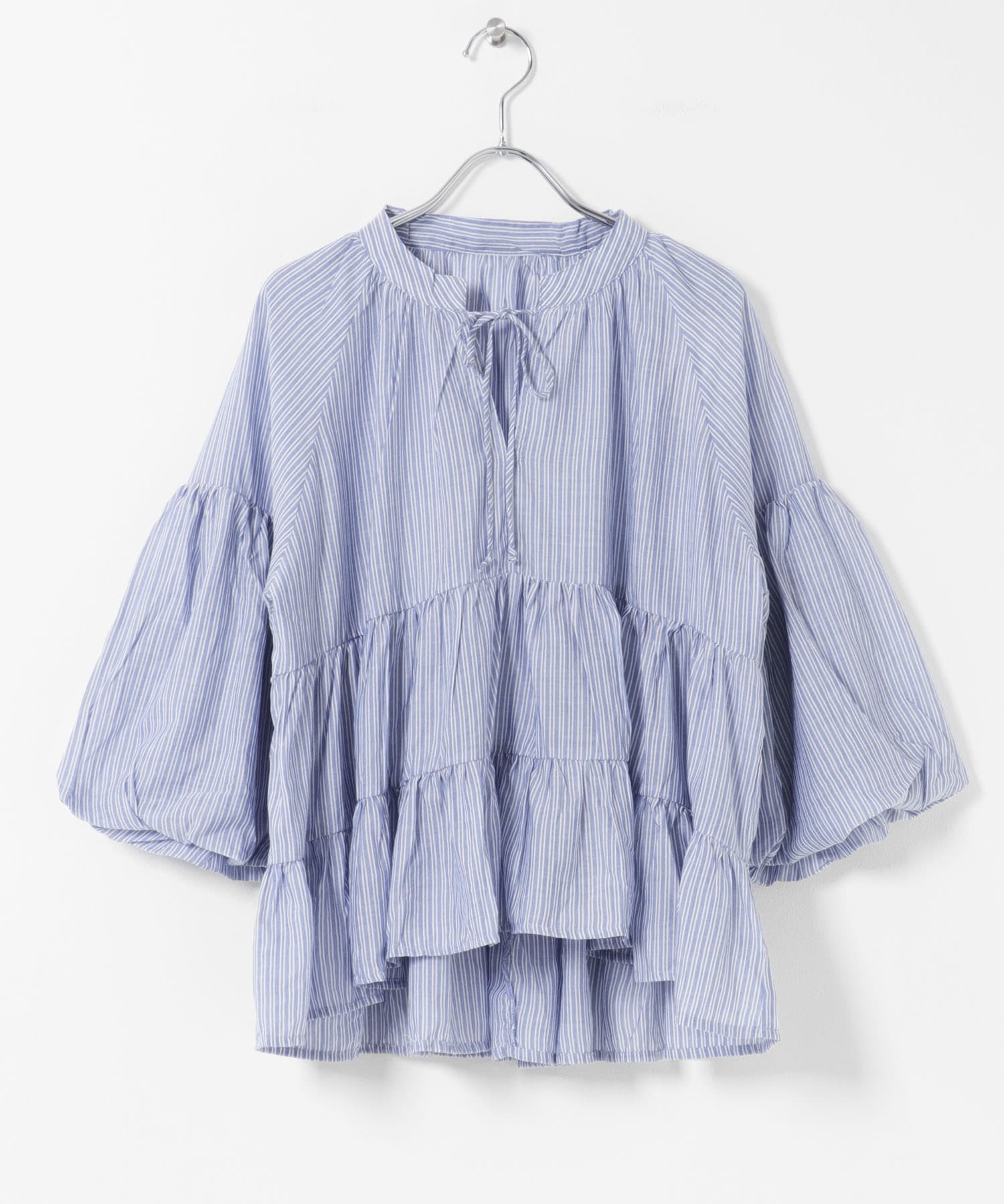 FANAKA　ギャザーフリルブラウス BLUE Free