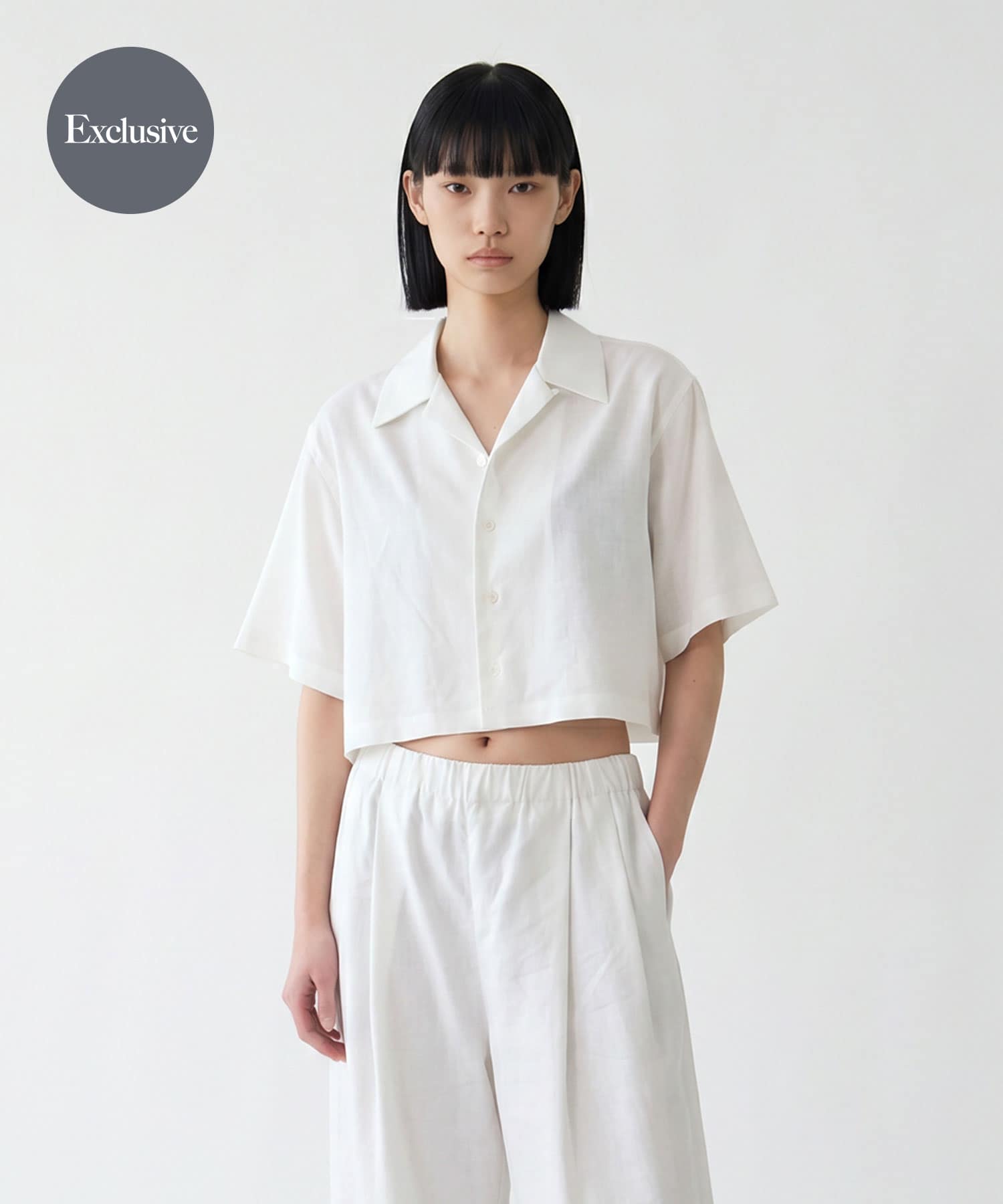 『別注』MIDIUMISOLID×THE GOODLAND MARKET　LINEN open-collar shirts