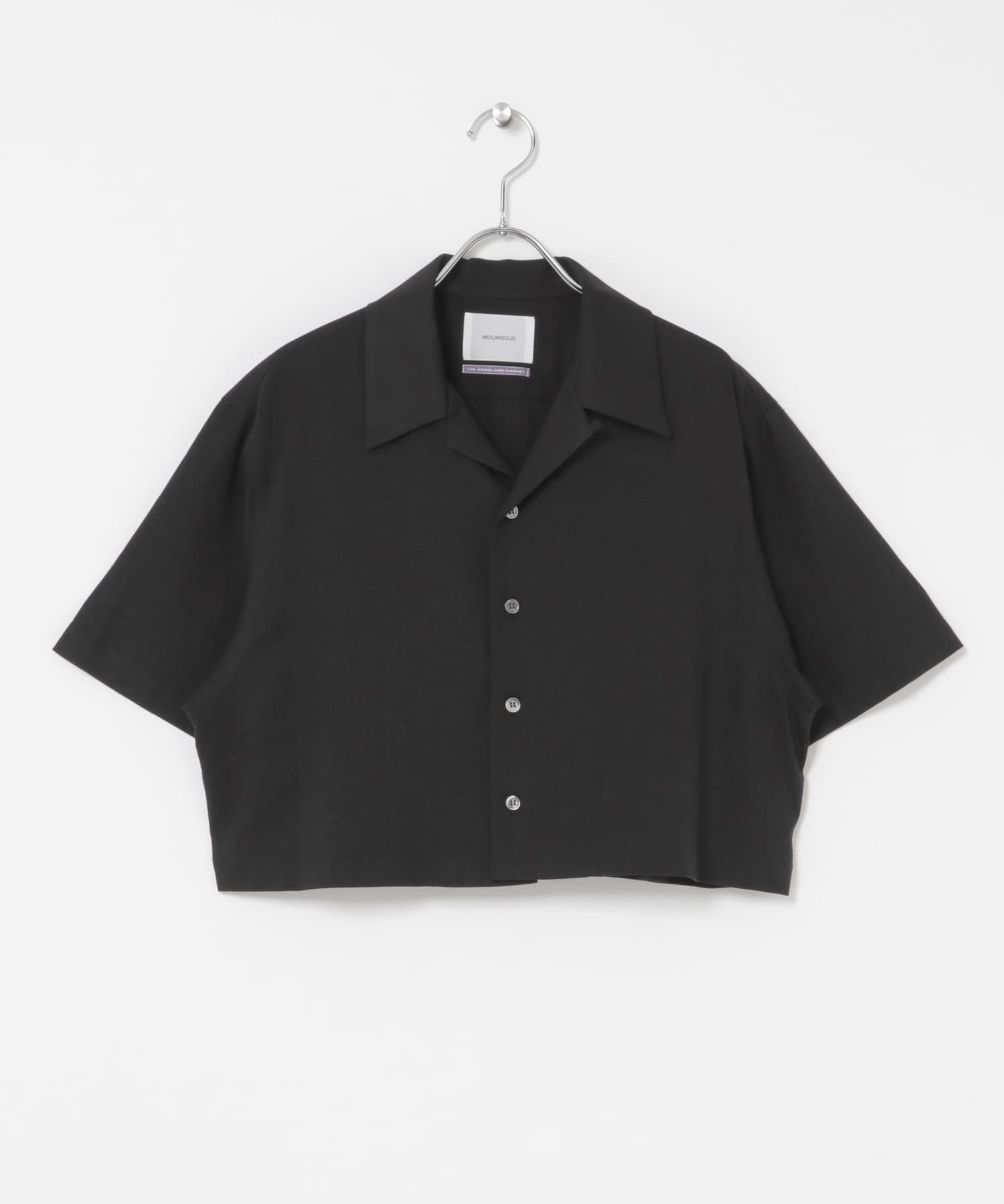 『別注』MIDIUMISOLID×THE GOODLAND MARKET　LINEN open-collar shirts BLACK Free