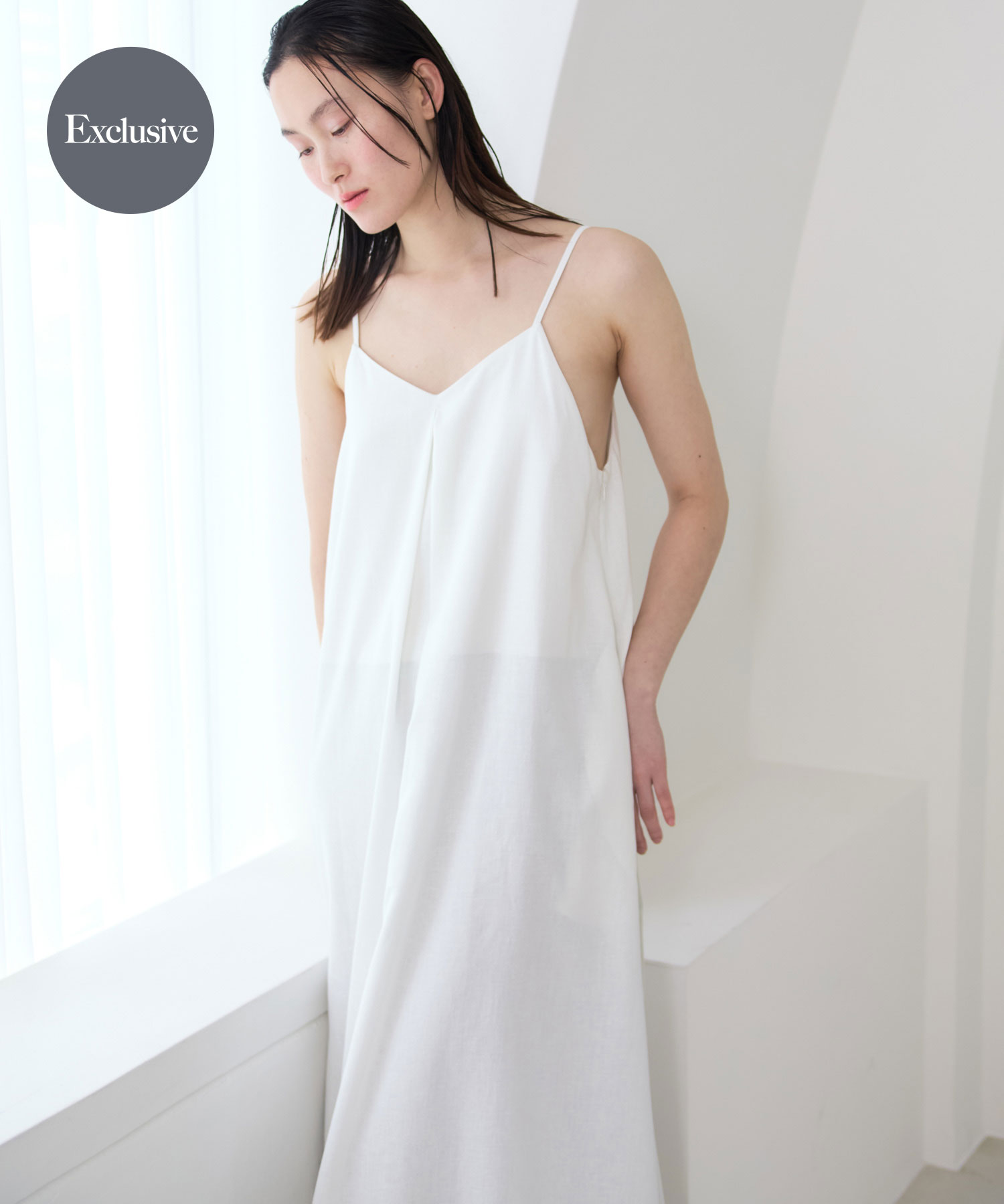 『別注』MIDIUMISOLID×THE GOODLAND MARKET　LINEN camisole onepiece