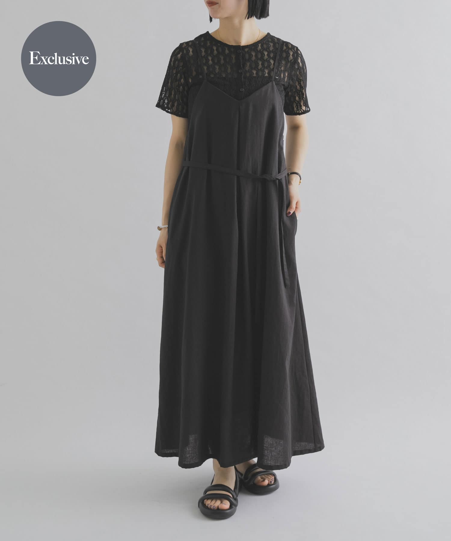 『別注』MIDIUMISOLID×THE GOODLAND MARKET　LINEN camisole onepiece
