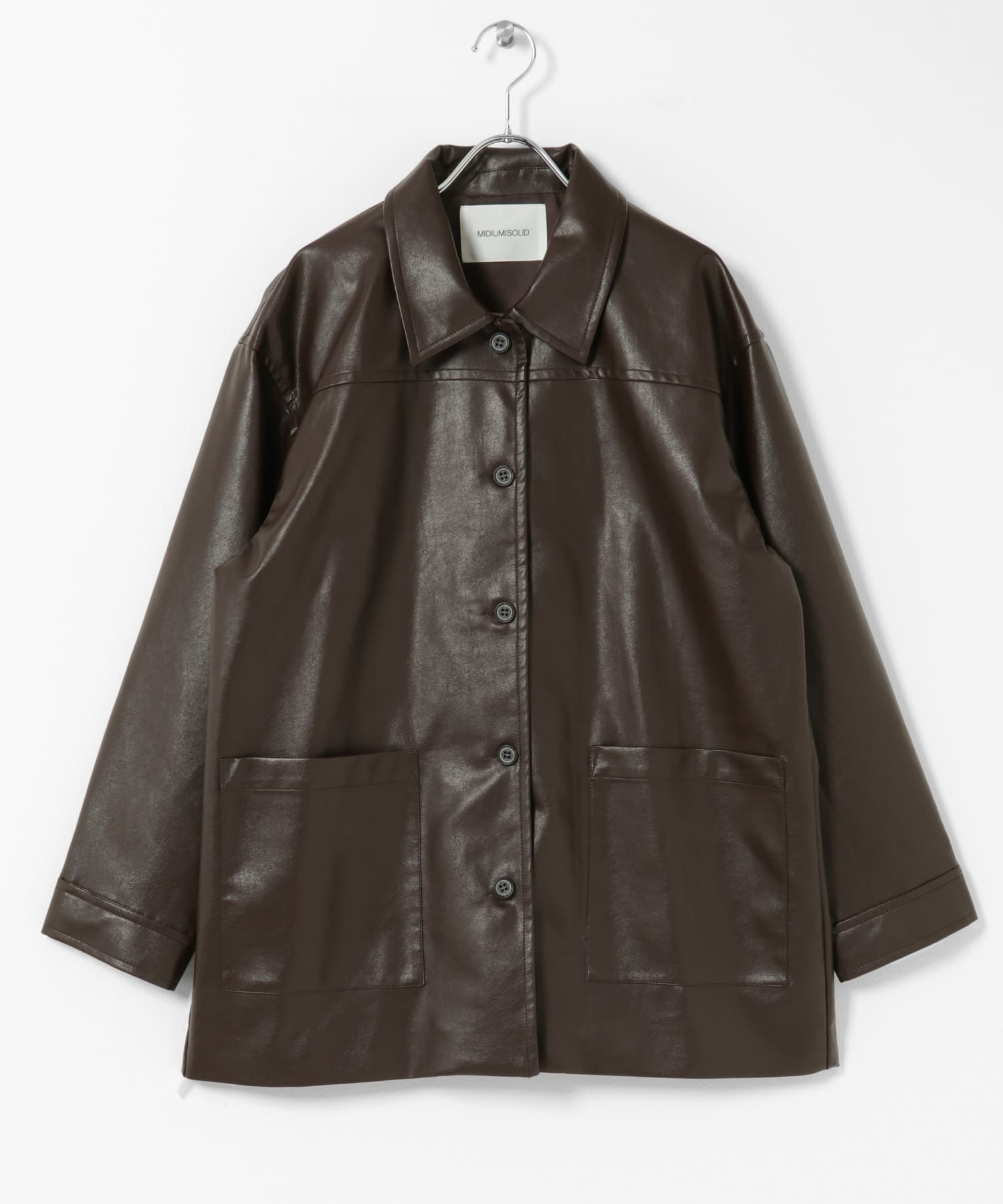 MIDIUMISOLID synthetic leather over size blouson(Free BROWN