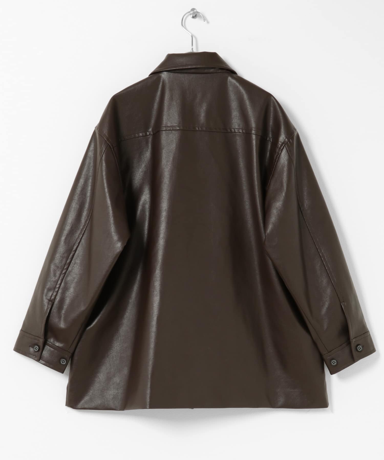 MIDIUMISOLID synthetic leather over size blouson(Free BROWN