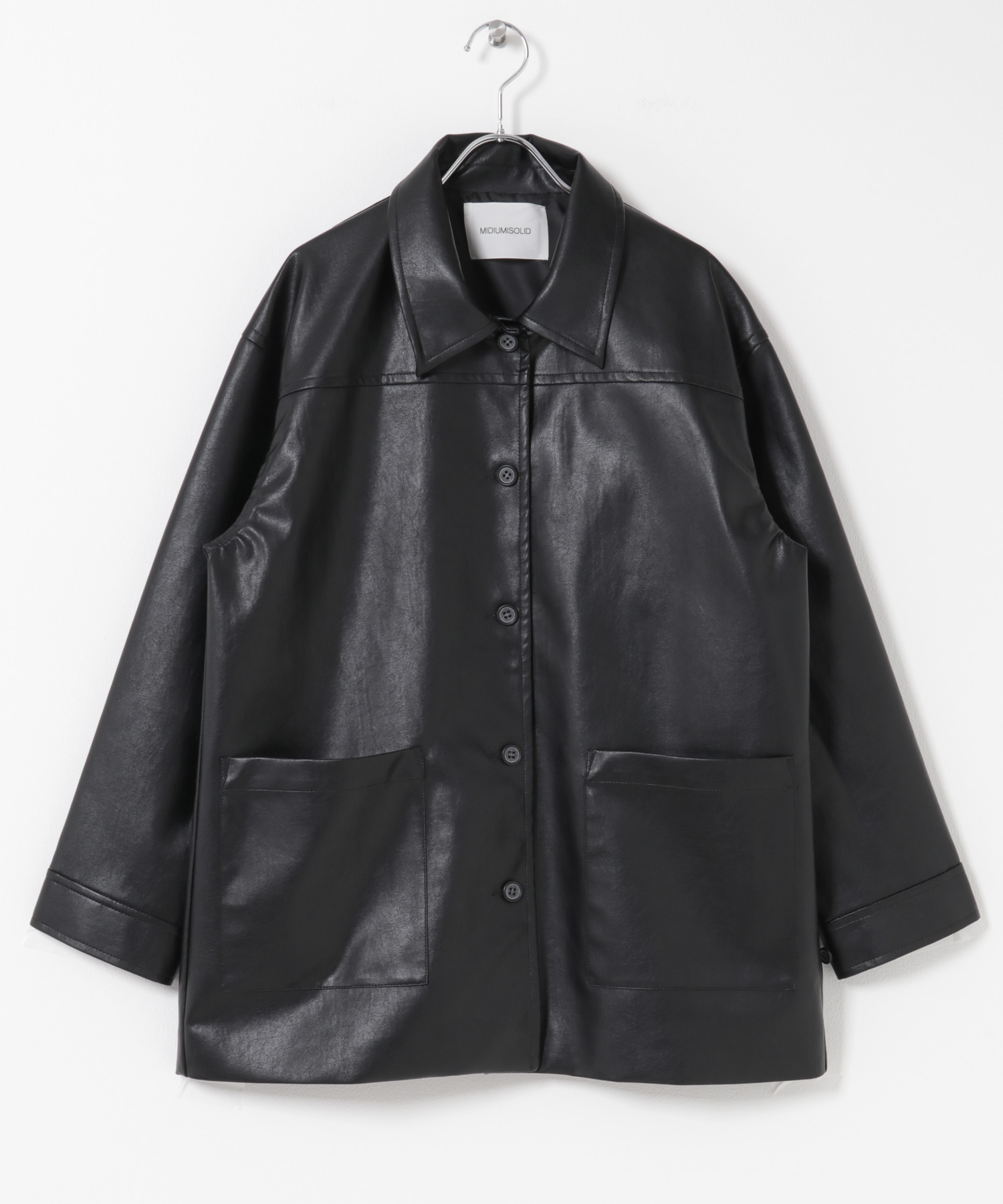 MIDIUMISOLID　synthetic leather over size blouson