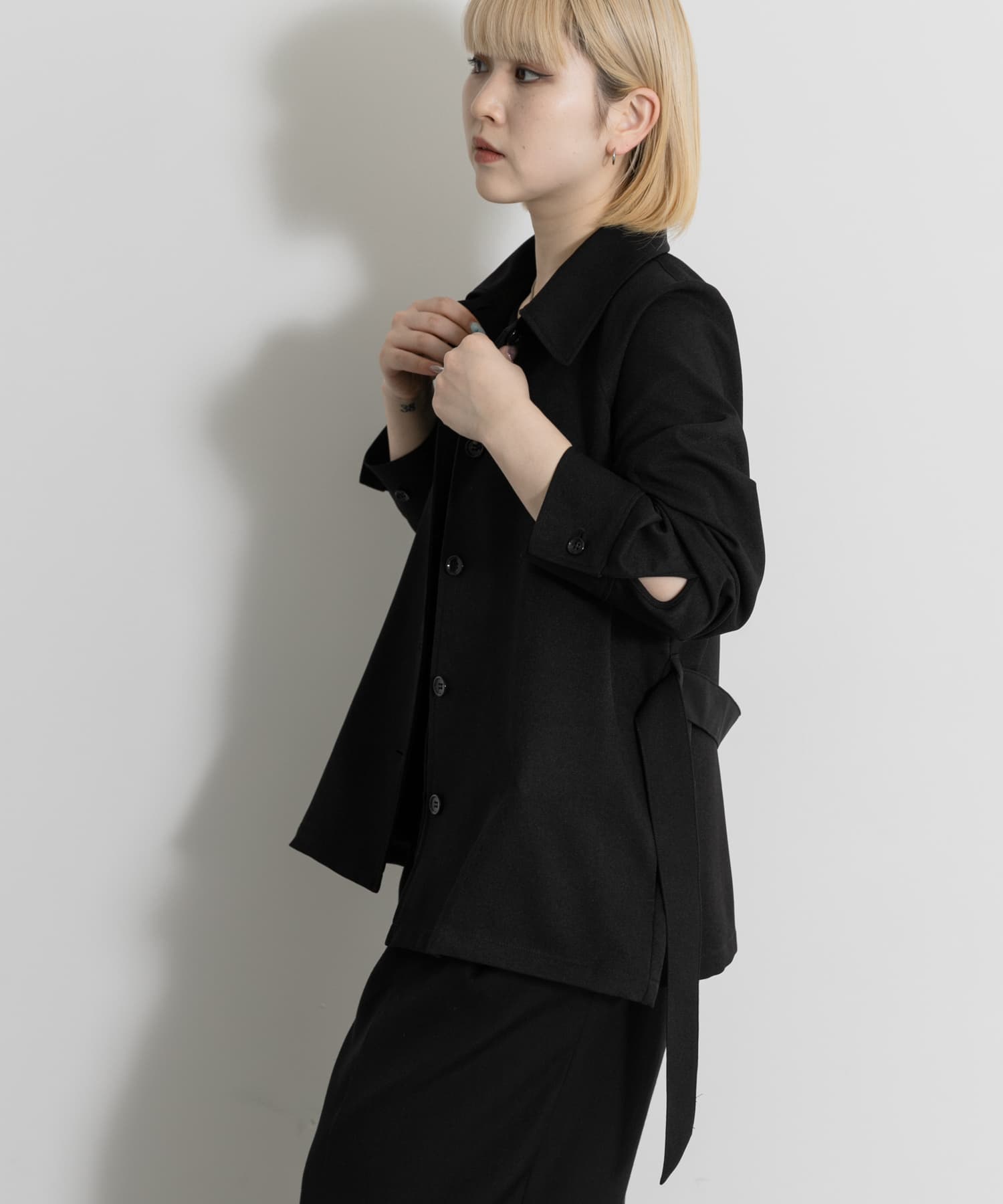 MIDIUMISOLID soutien collar shirt jacket(Free BLACK): アウター