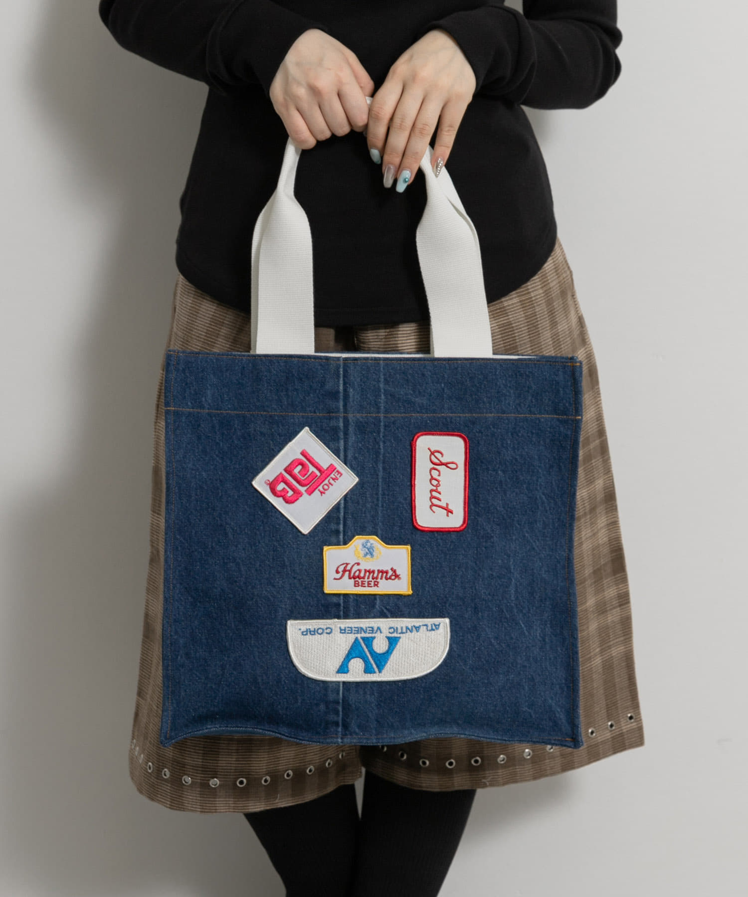 77circa　make antique patch denim bag